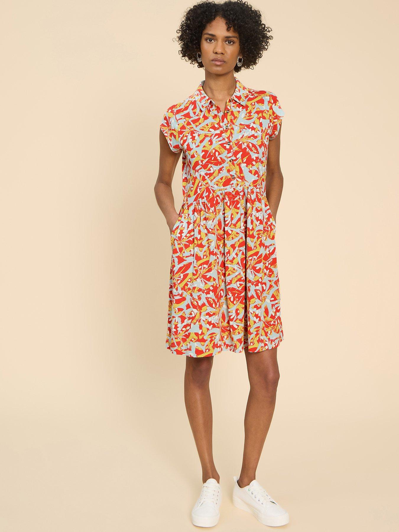 White Stuff Everly Jersey Shirt Dress Orange Very