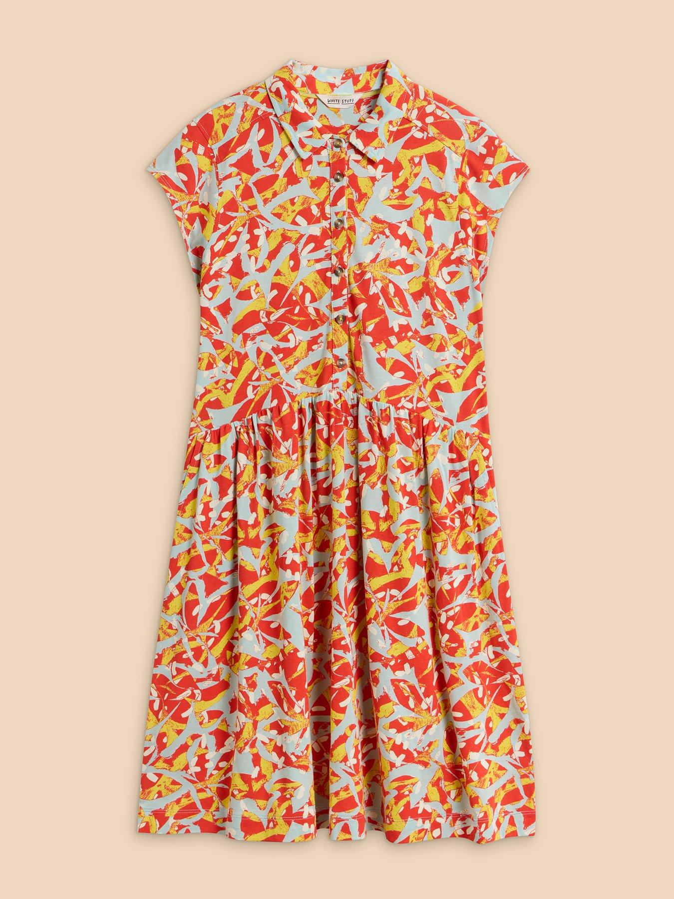White Stuff Everly Jersey Shirt Dress Orange Very.co.uk