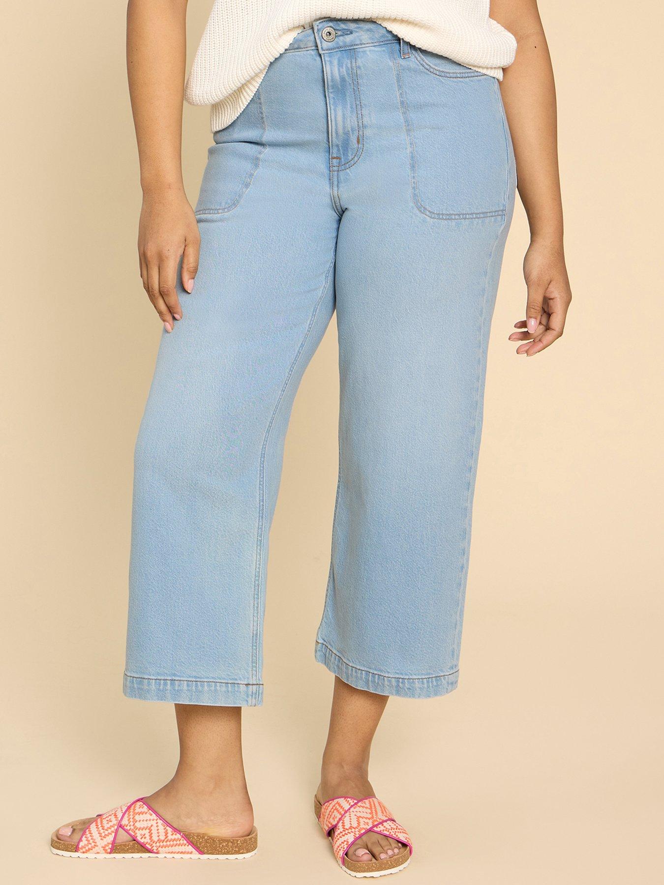 Petite Tia Wide Leg Crop Jean Blue