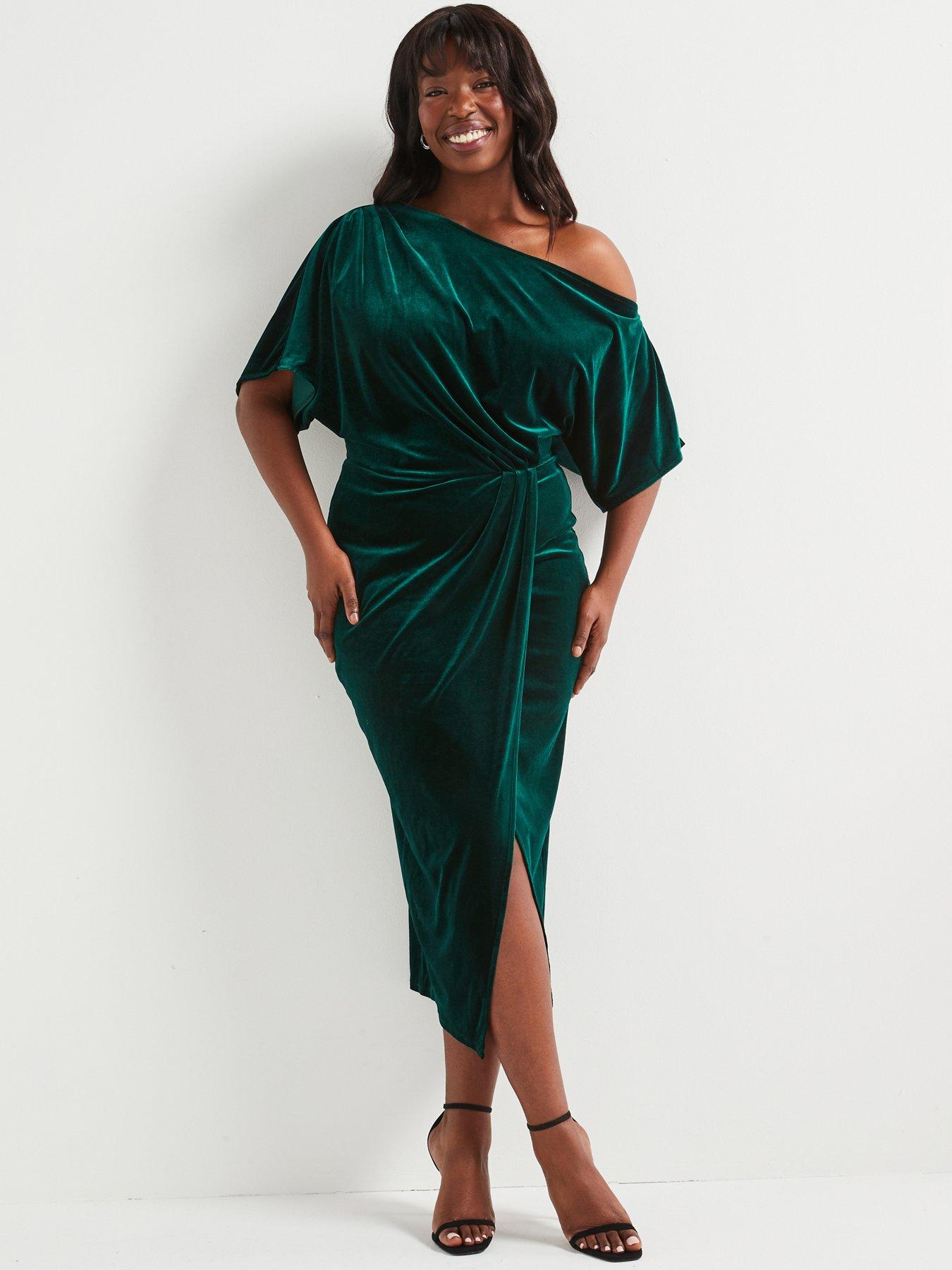 Long sleeve green dress plus size best sale