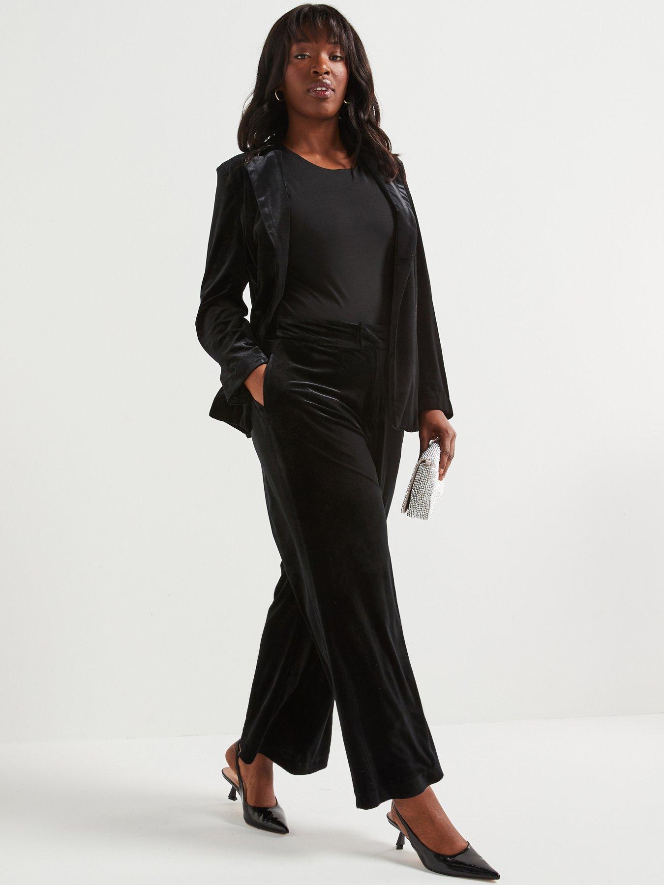 Velvet longline blazer top