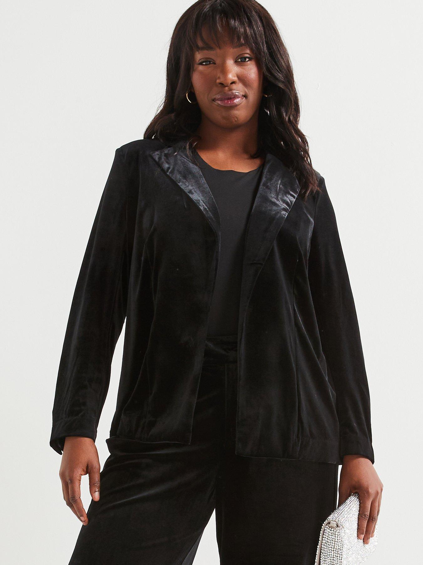 Longline Velvet Blazer Black