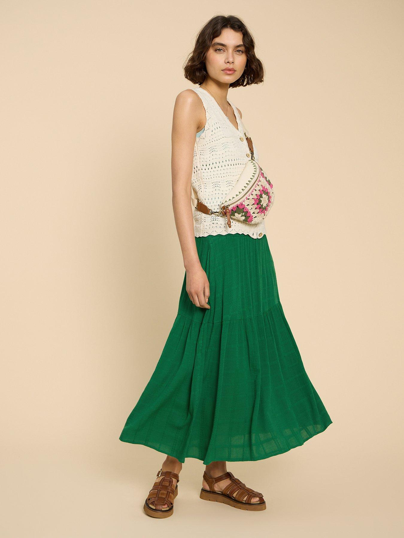 Green maxi skirt uk sale