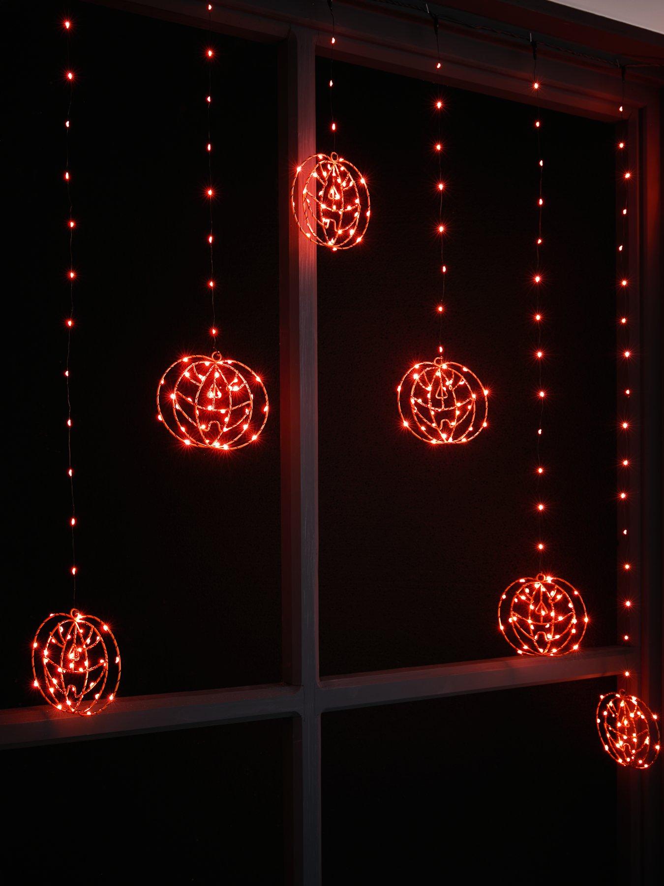 Product photograph of Festive Pumpkin Curtain Light Halloween Decoration from very.co.uk