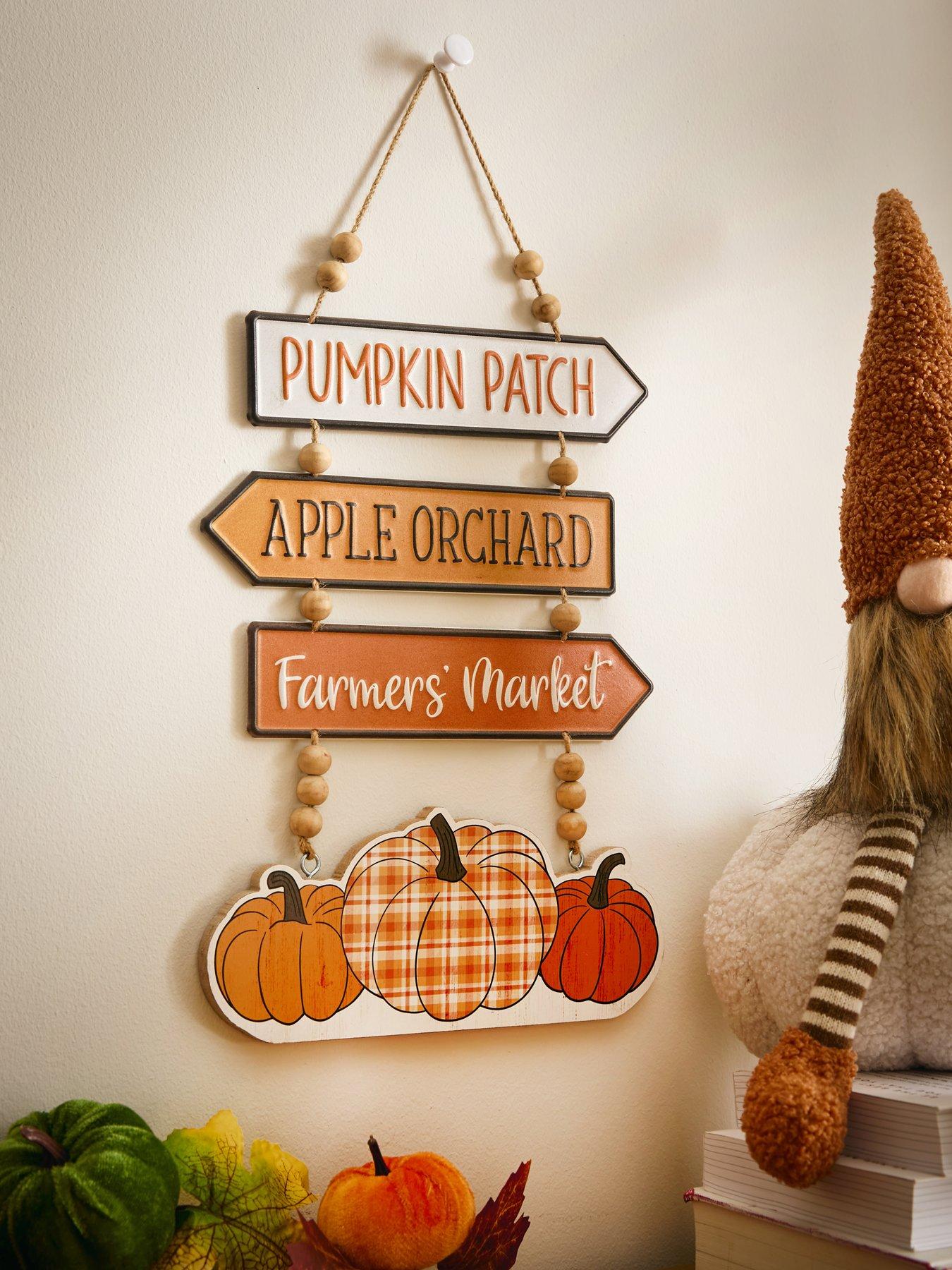 Product photograph of Festive Pumpkin Patch Apple Orchard Farmers Market Metal Sign Halloween Decoration from very.co.uk