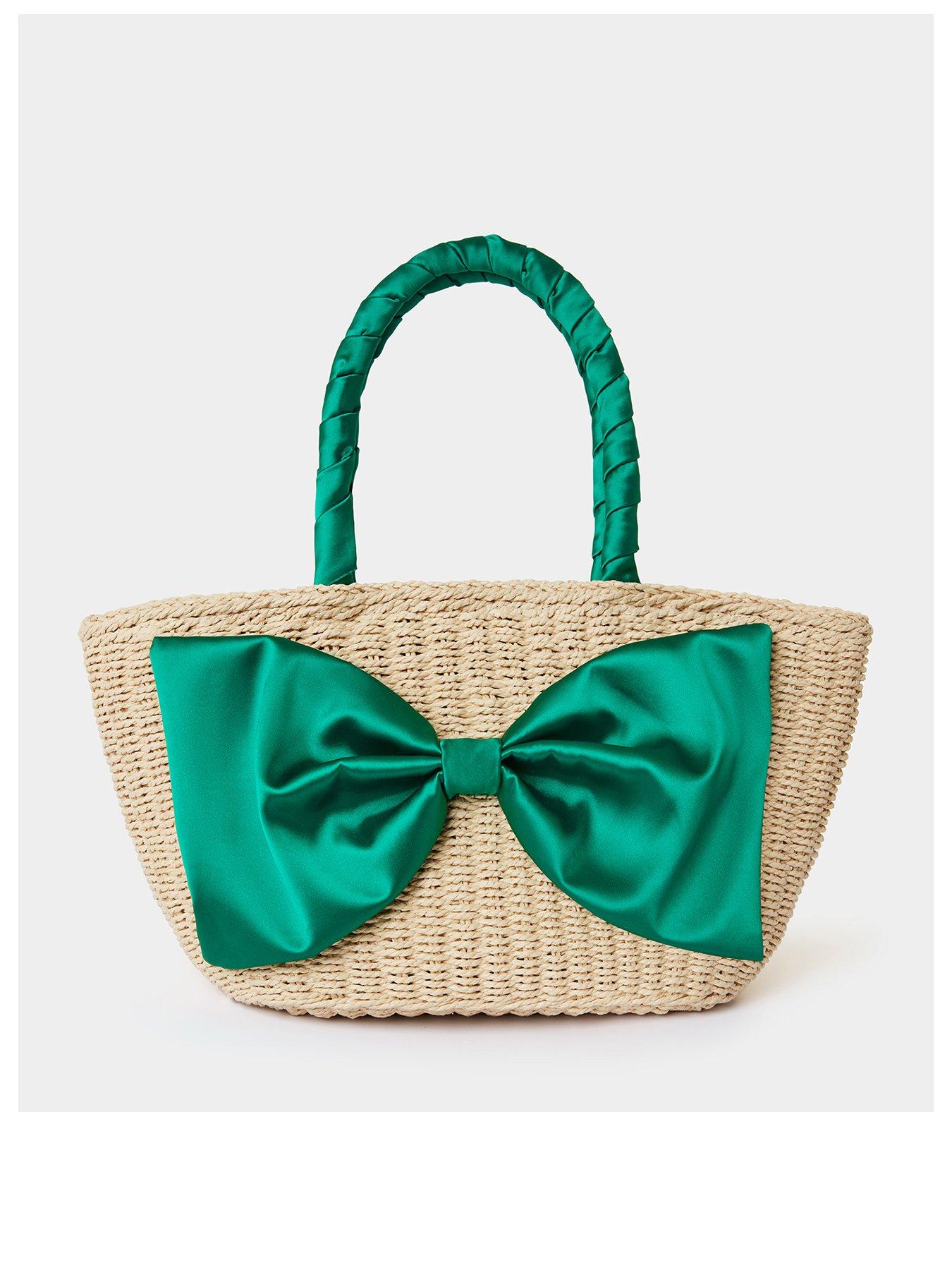  image of joe-browns-satin-bow-basket-bag-green