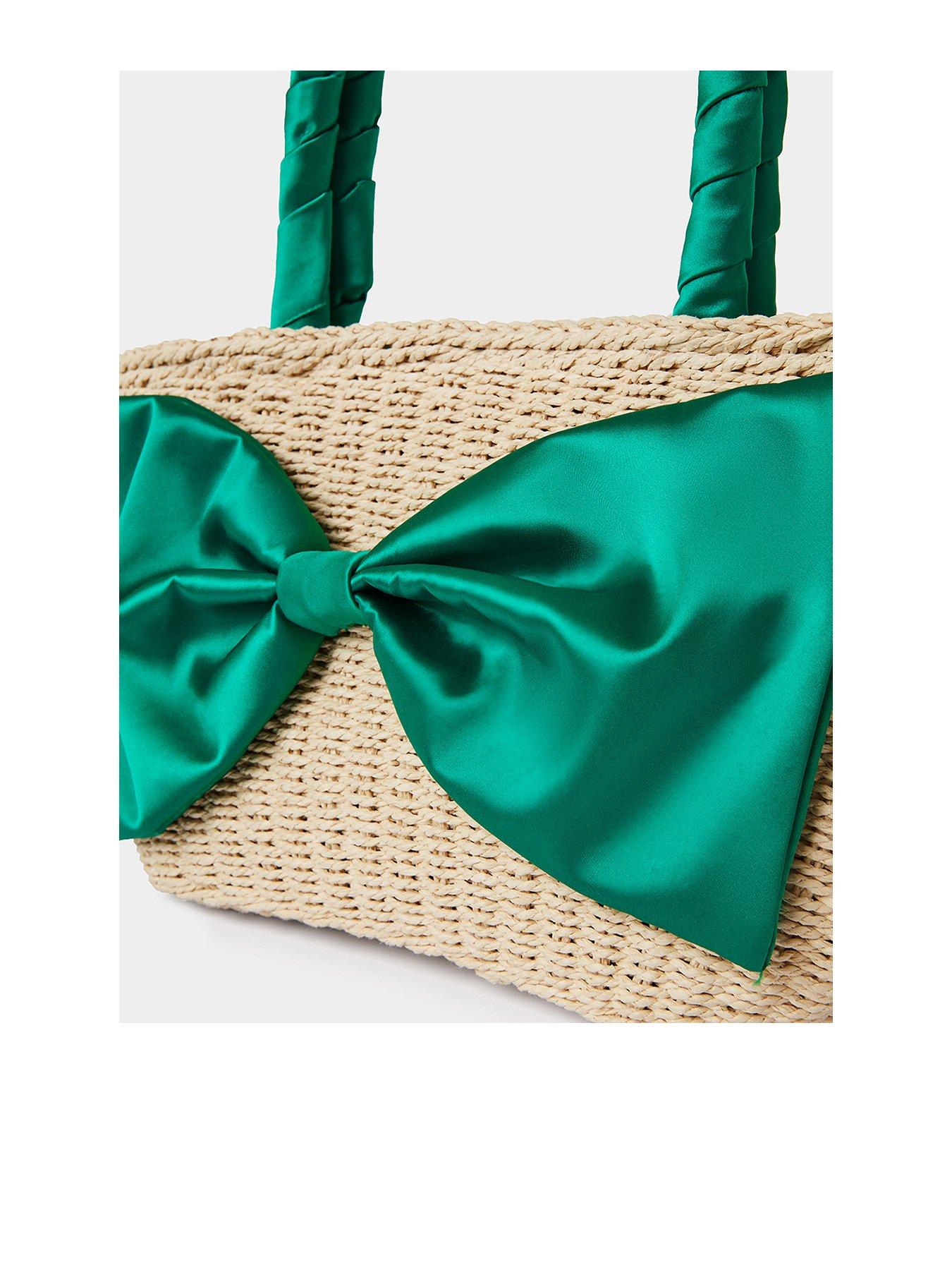  image of joe-browns-satin-bow-basket-bag-green