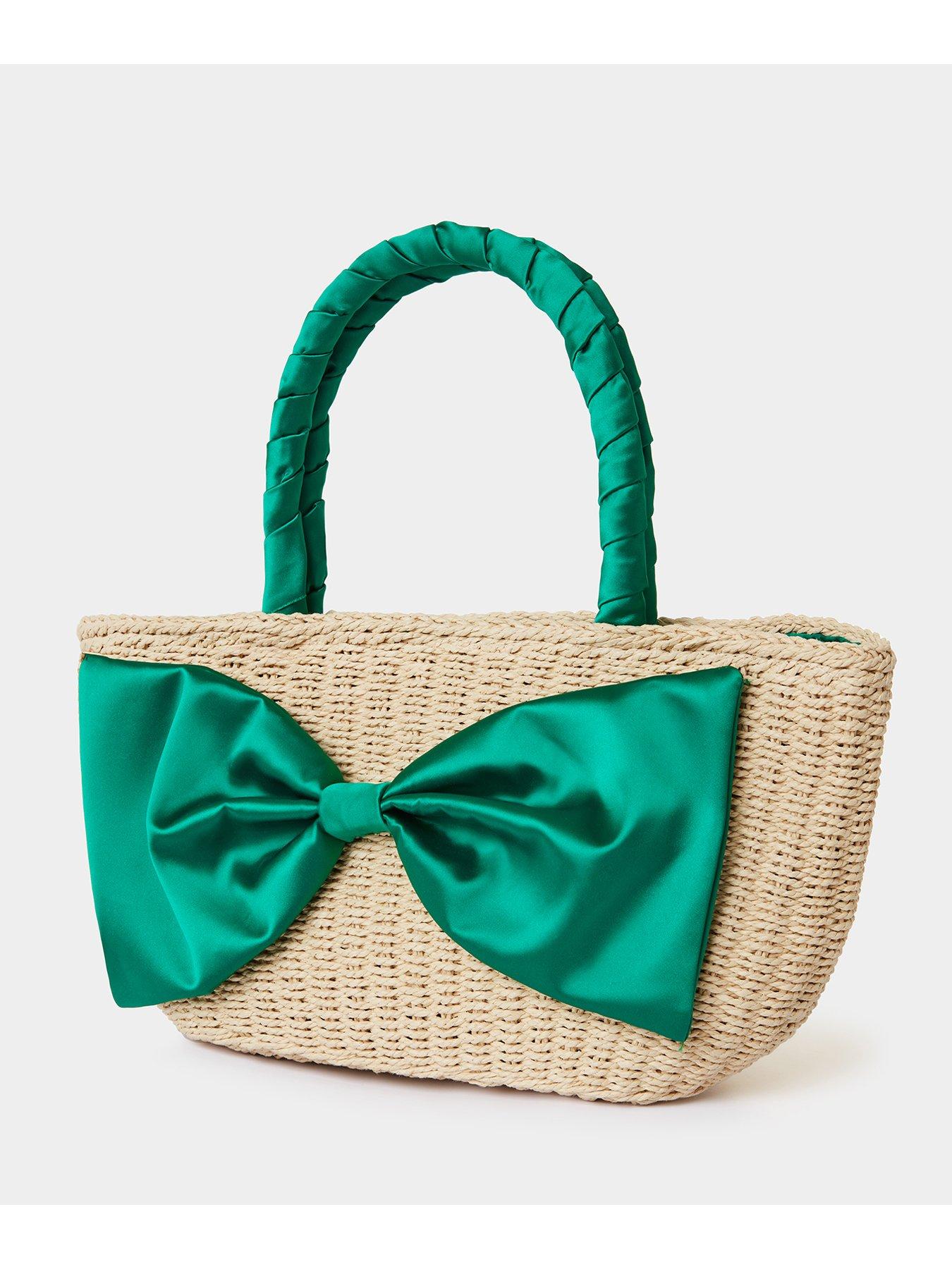  image of joe-browns-satin-bow-basket-bag-green