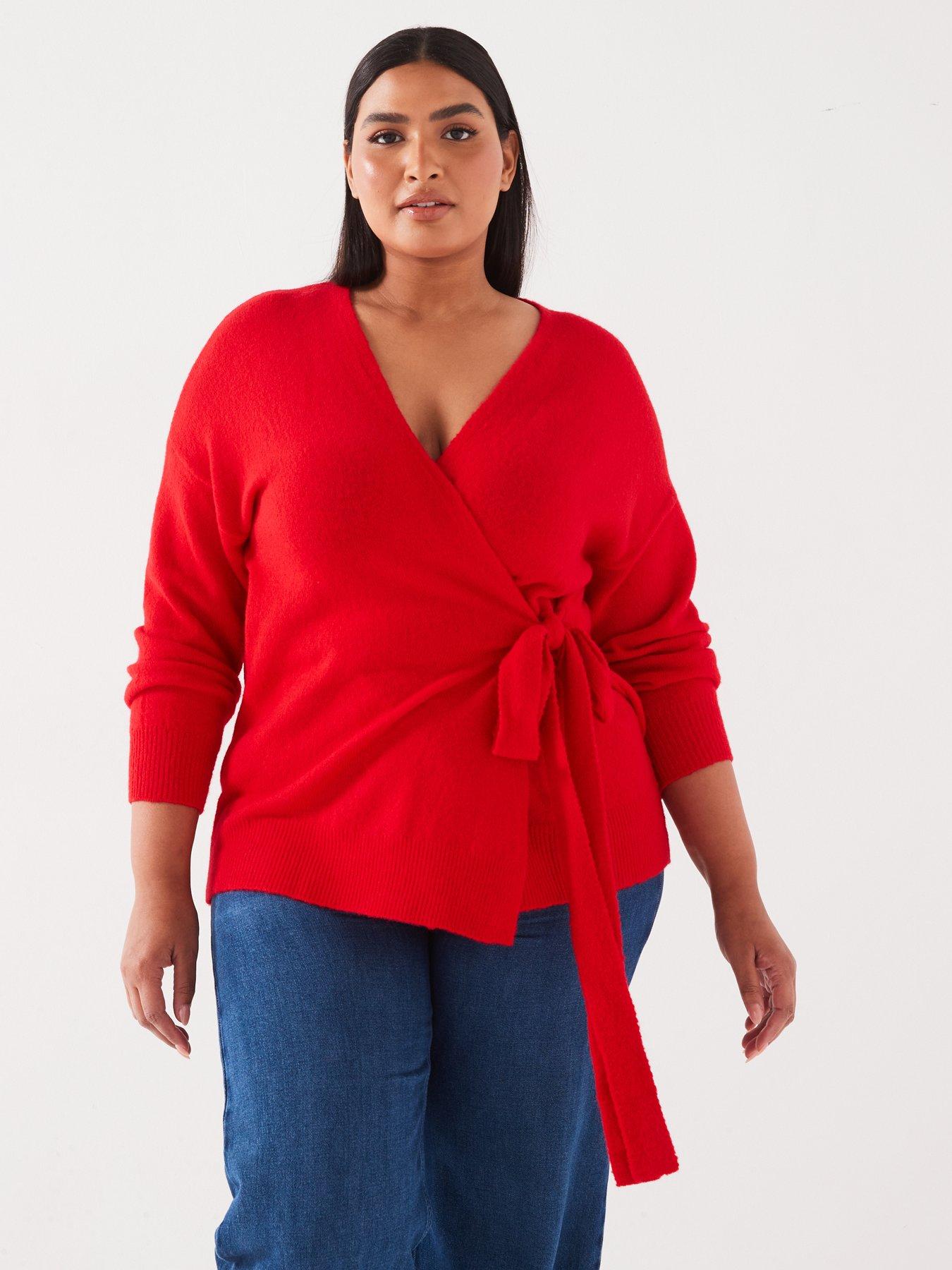 undefined Longline Wrap Jumper - Red