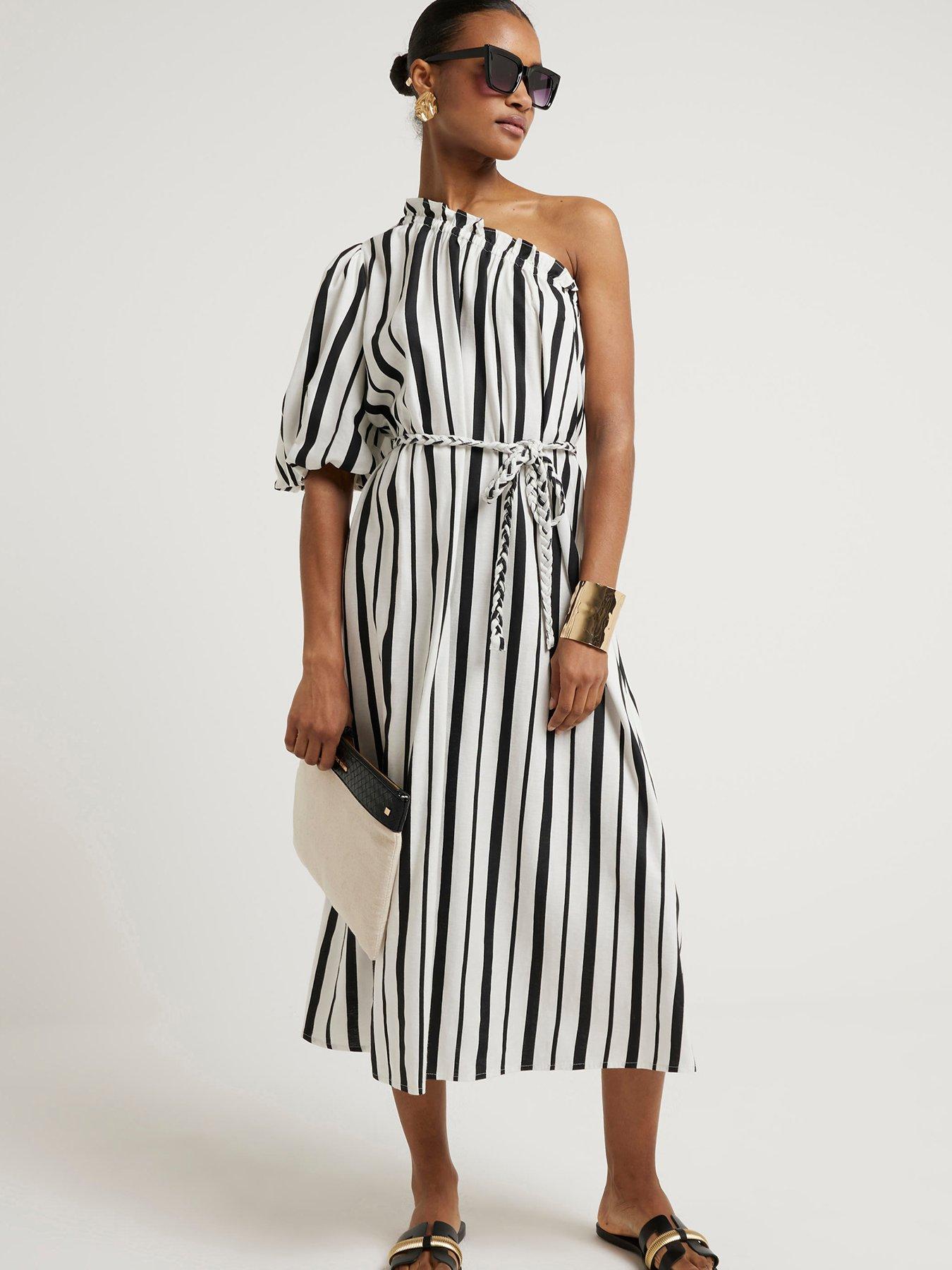 River island stripe fashion midi wrap dress