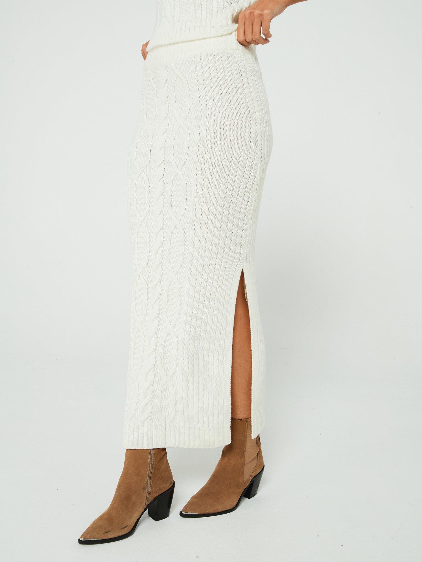 Autumn Breeze Knit Maxi Skirt Off White main image 0
