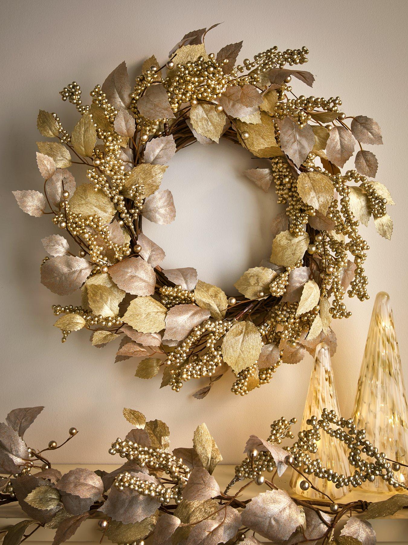 Product photograph of Festive Gold And Silver Christmas Wreath from very.co.uk