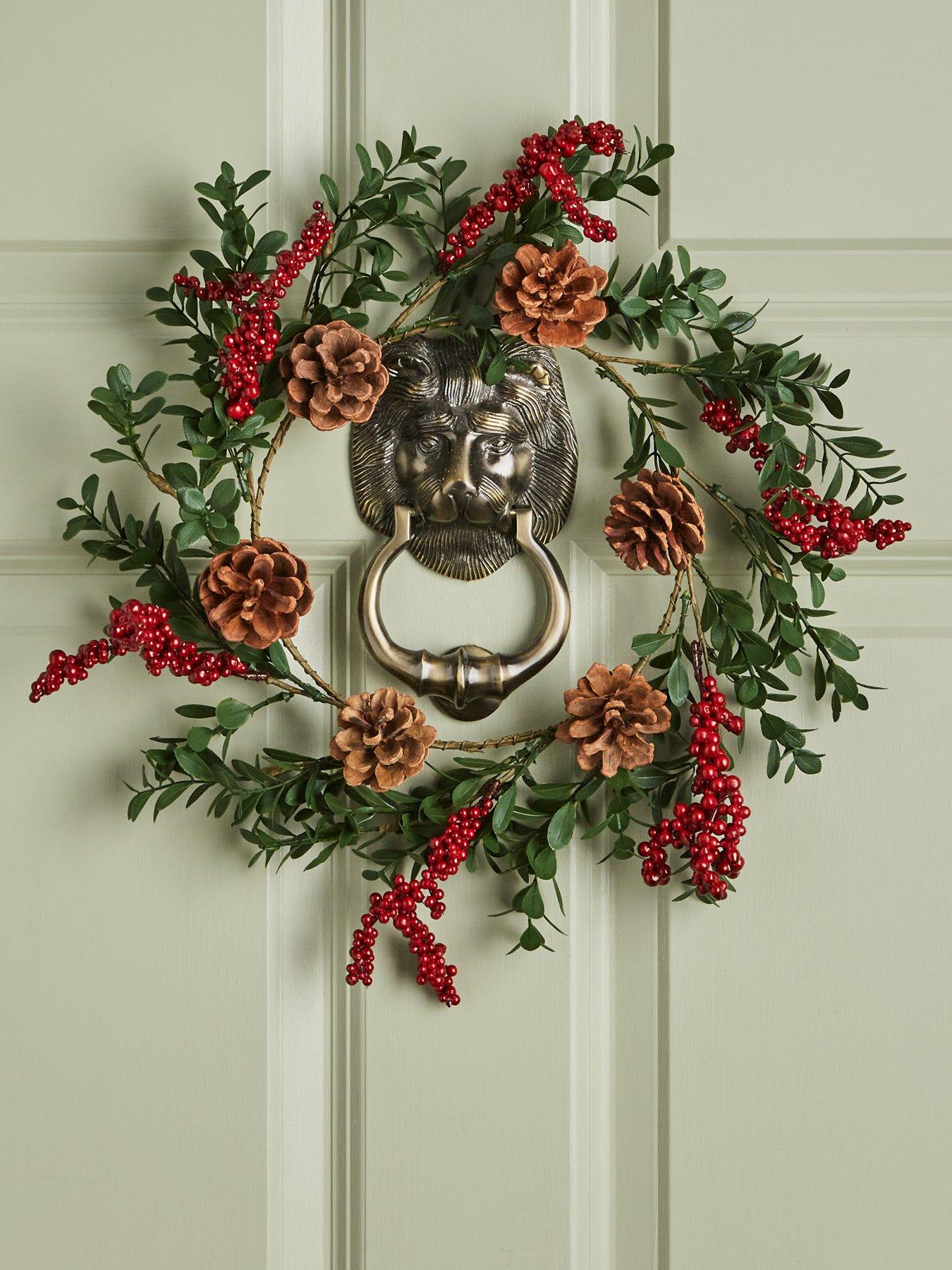 Product photograph of Festive Holly Christmas Wreath from very.co.uk