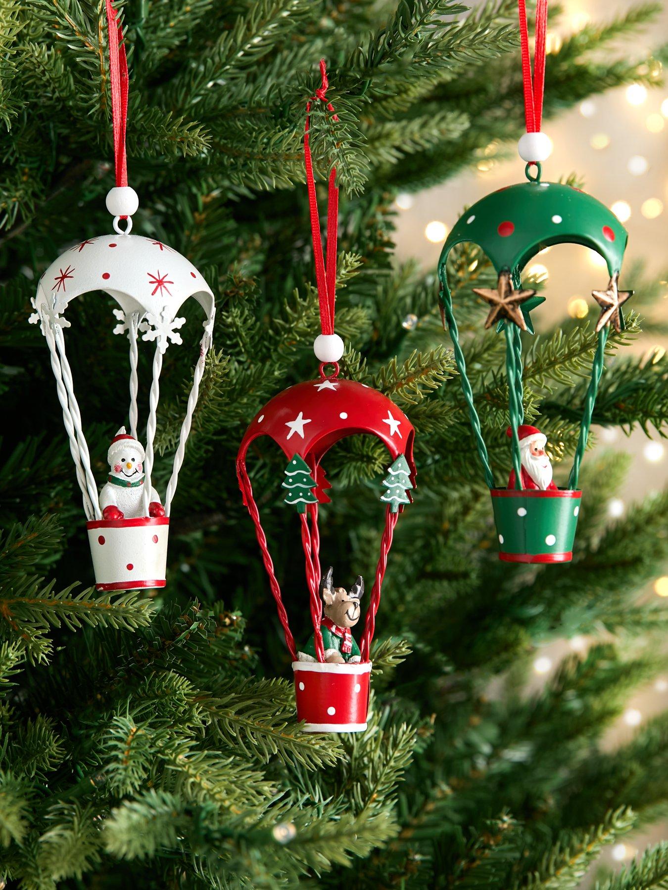 Product photograph of Festive Set Of 3 Hot Air Balloon Christmas Tree Decorations from very.co.uk