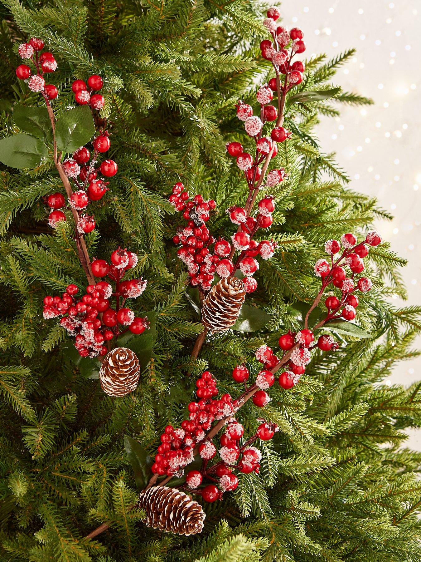 Product photograph of Festive Set Of 3 Red Berry Christmas Tree Picks from very.co.uk