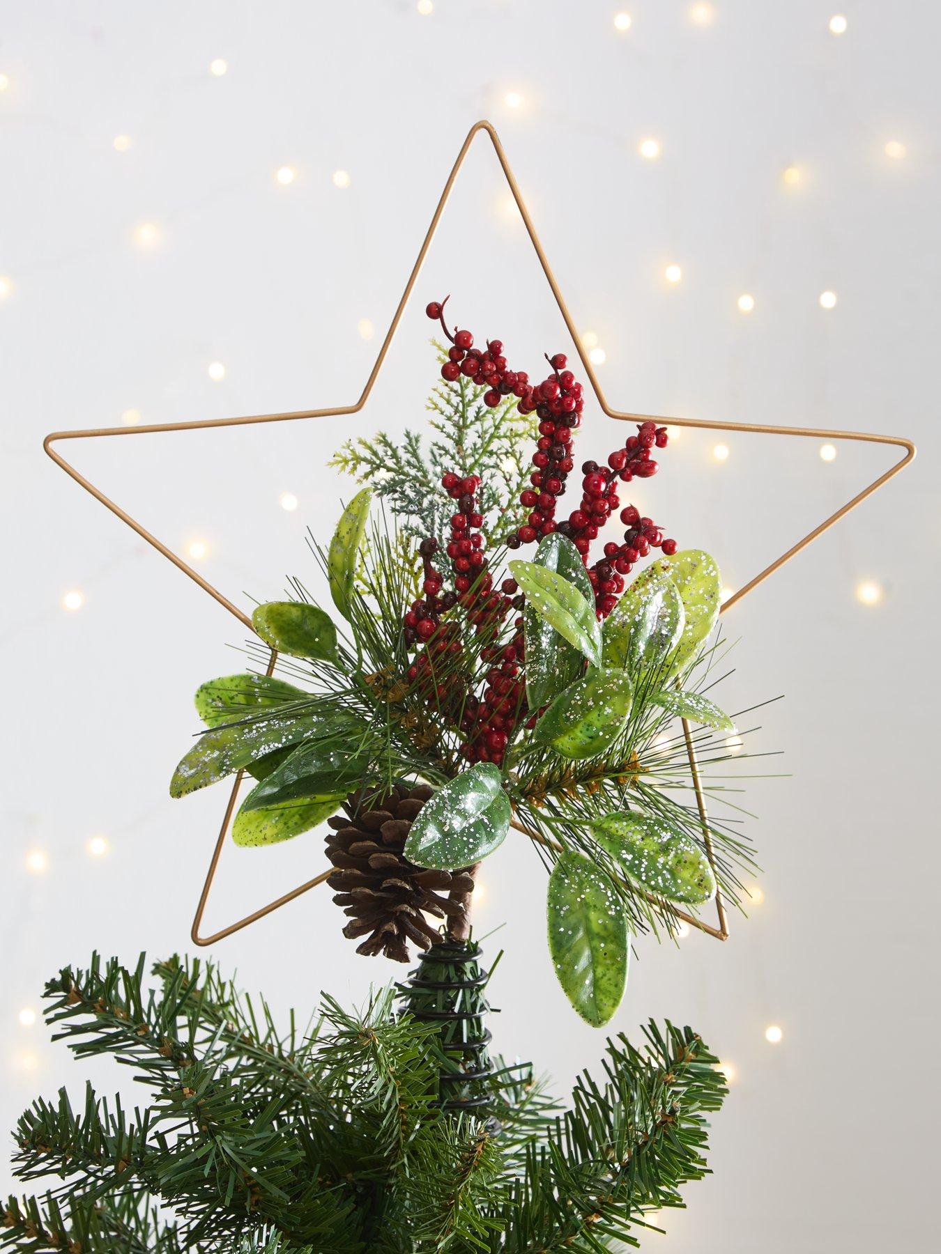 Product photograph of Festive Star With Foliage Christmas Tree Topper from very.co.uk