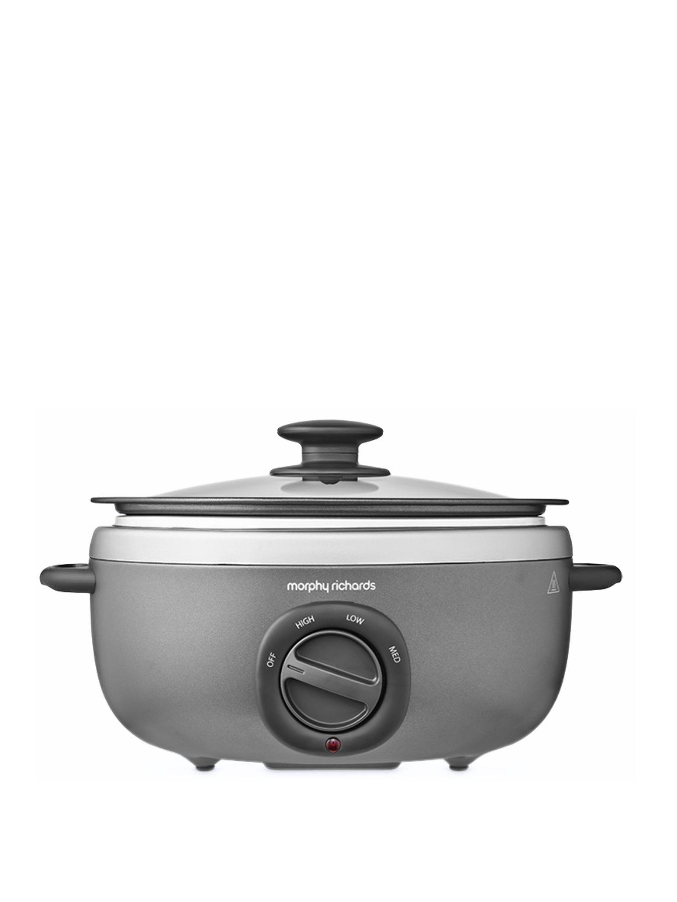 Product photograph of Morphy Richards 3 5l Sear And Stew Slow Cooker - Titanium - Oval - Dishwasher Proof from very.co.uk