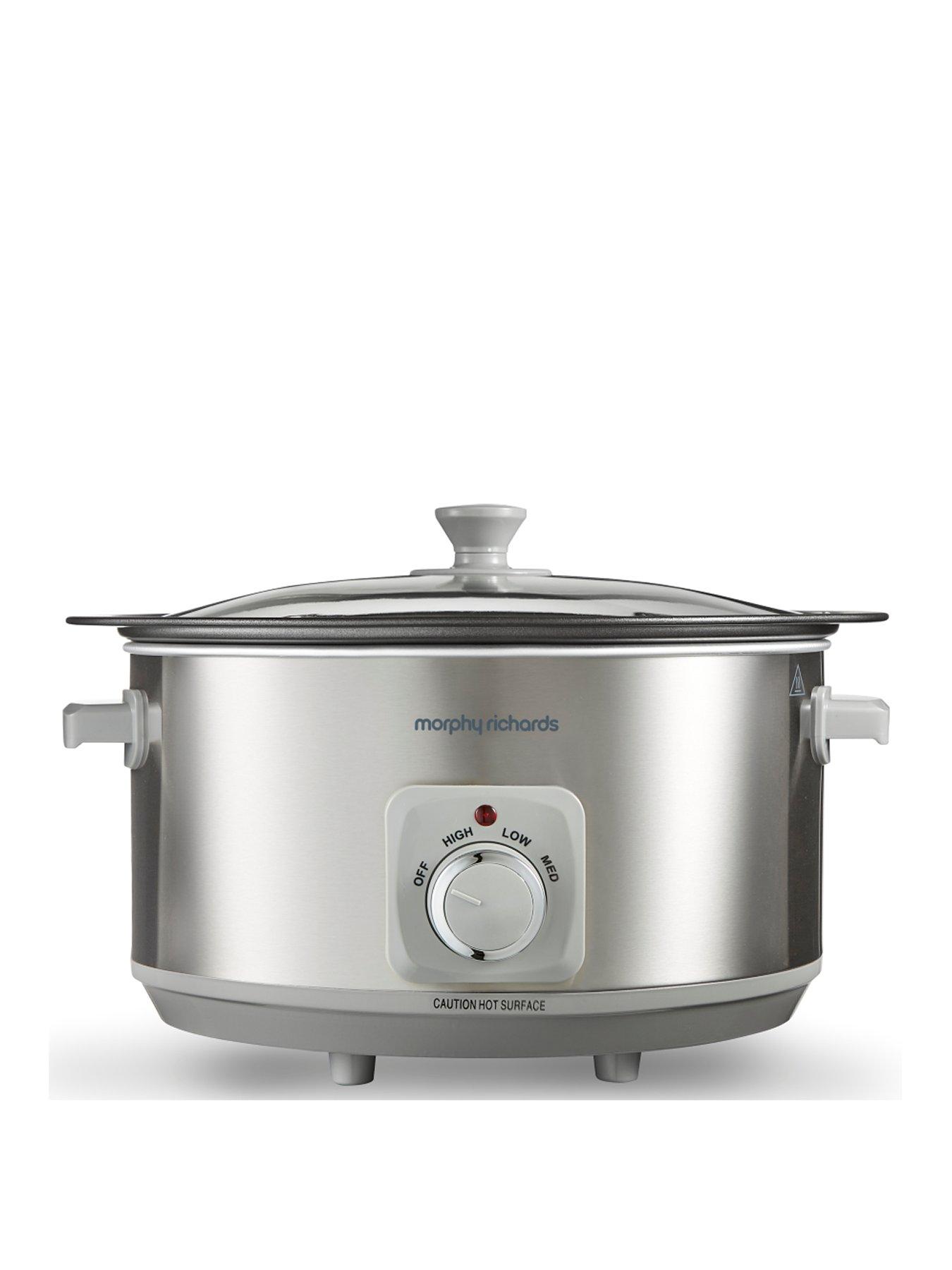 Product photograph of Morphy Richards 6 5l Aluminium Slow Cooker - Brushed Stainless Steel from very.co.uk