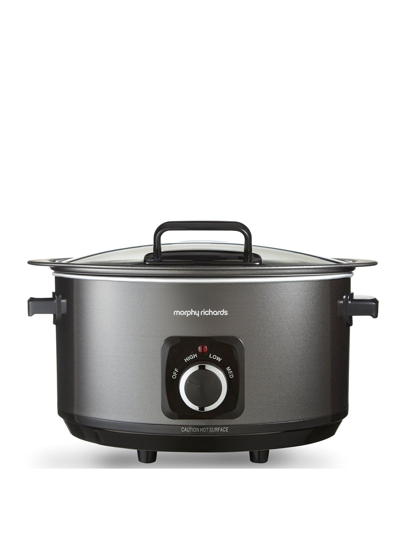 Product photograph of Morphy Richards 6 5l Sear Amp Stew Slow Cooker - Hinged Hid - Black - Aluminum from very.co.uk