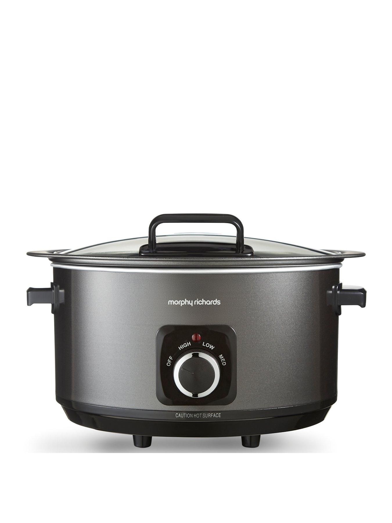 Morphy Richards 6.5L Sear  &  Stew Slow Cooker - Hinged Hid - Black - Aluminum