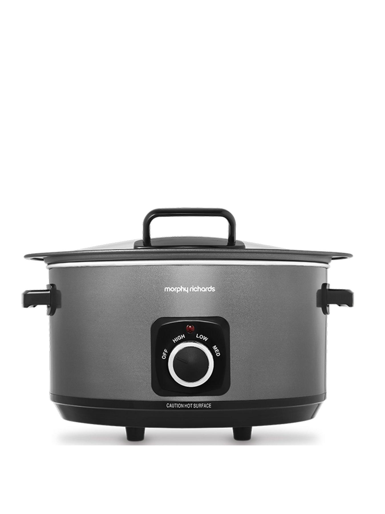 Image 1 of 8 of Morphy Richards 6.5L Sear &amp; Stew Slow Cooker - Hinged Hid - Black - Aluminum