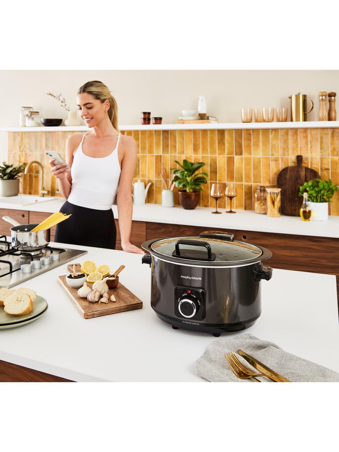 Image 7 of 8 of Morphy Richards 6.5L Sear &amp; Stew Slow Cooker - Hinged Hid - Black - Aluminum