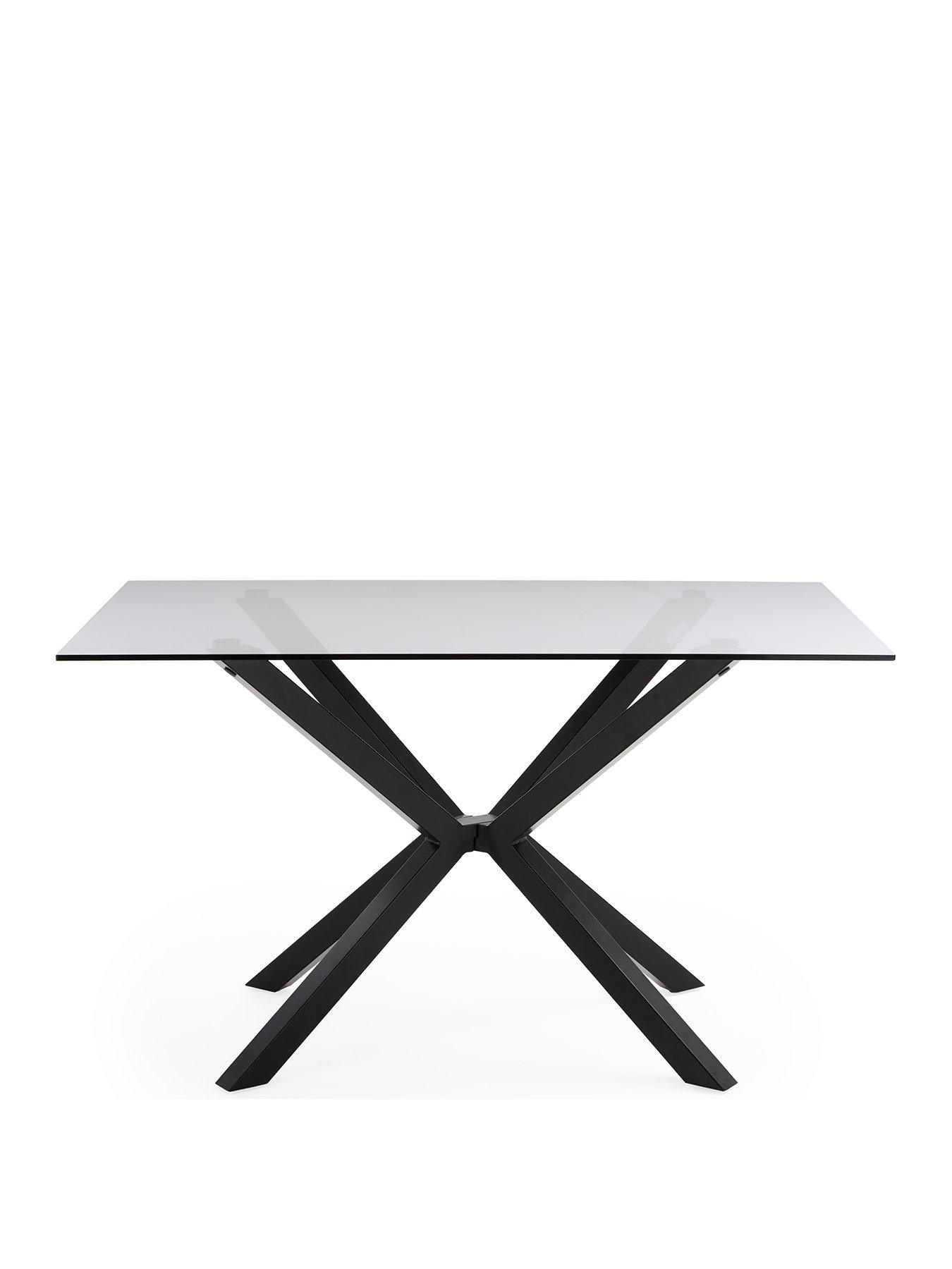 Image 3 of 6 of The Very Collection Chopstick 130 cm Rectangular Glass Top Dining Table + 4 Alisha&nbsp;Chairs - Black/Natural