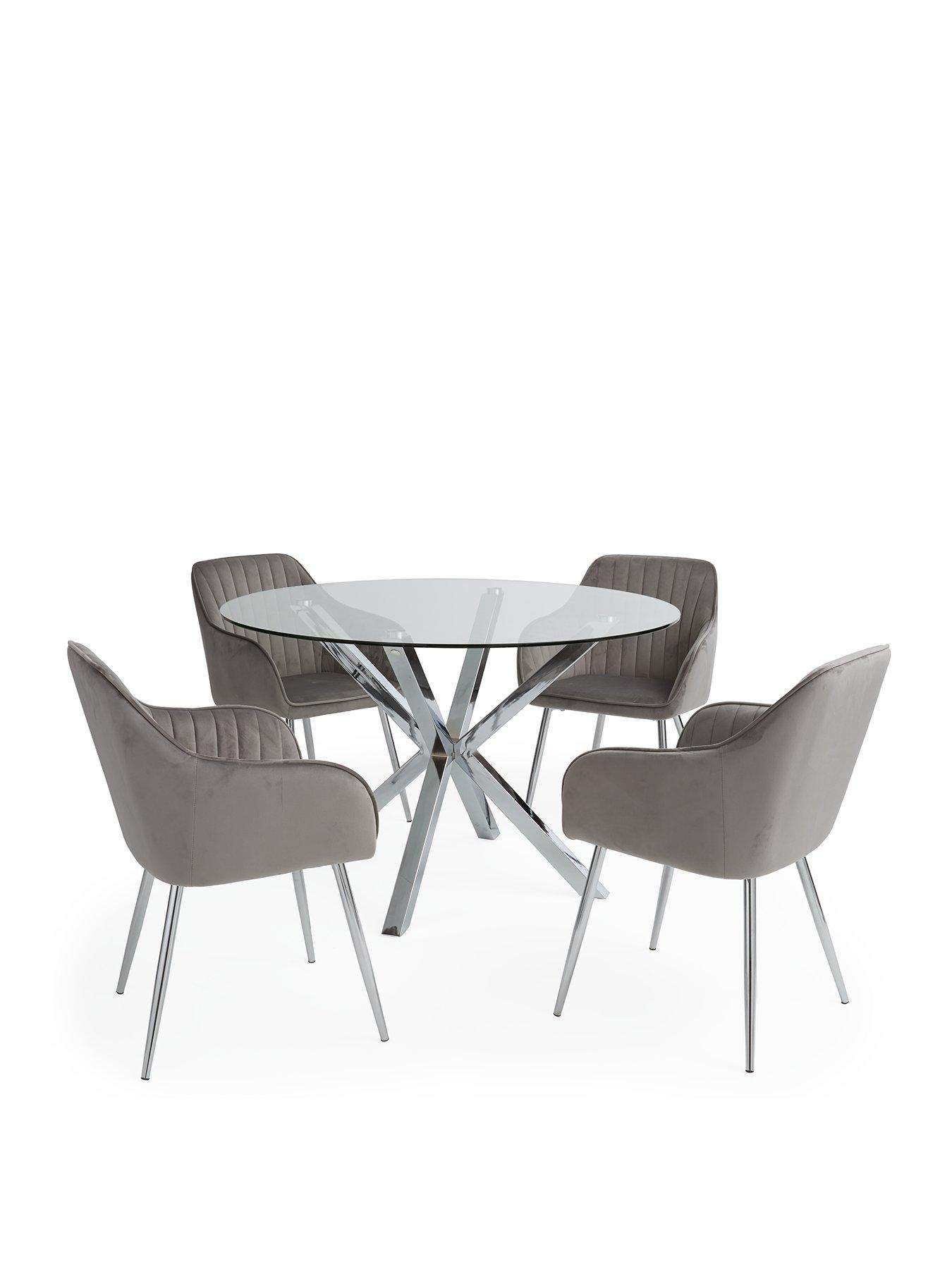 Image 2 of 6 of Very Home Chopstick 120 cm Round Dining Table plus 4 Alisha Chairs - Chrome/Grey