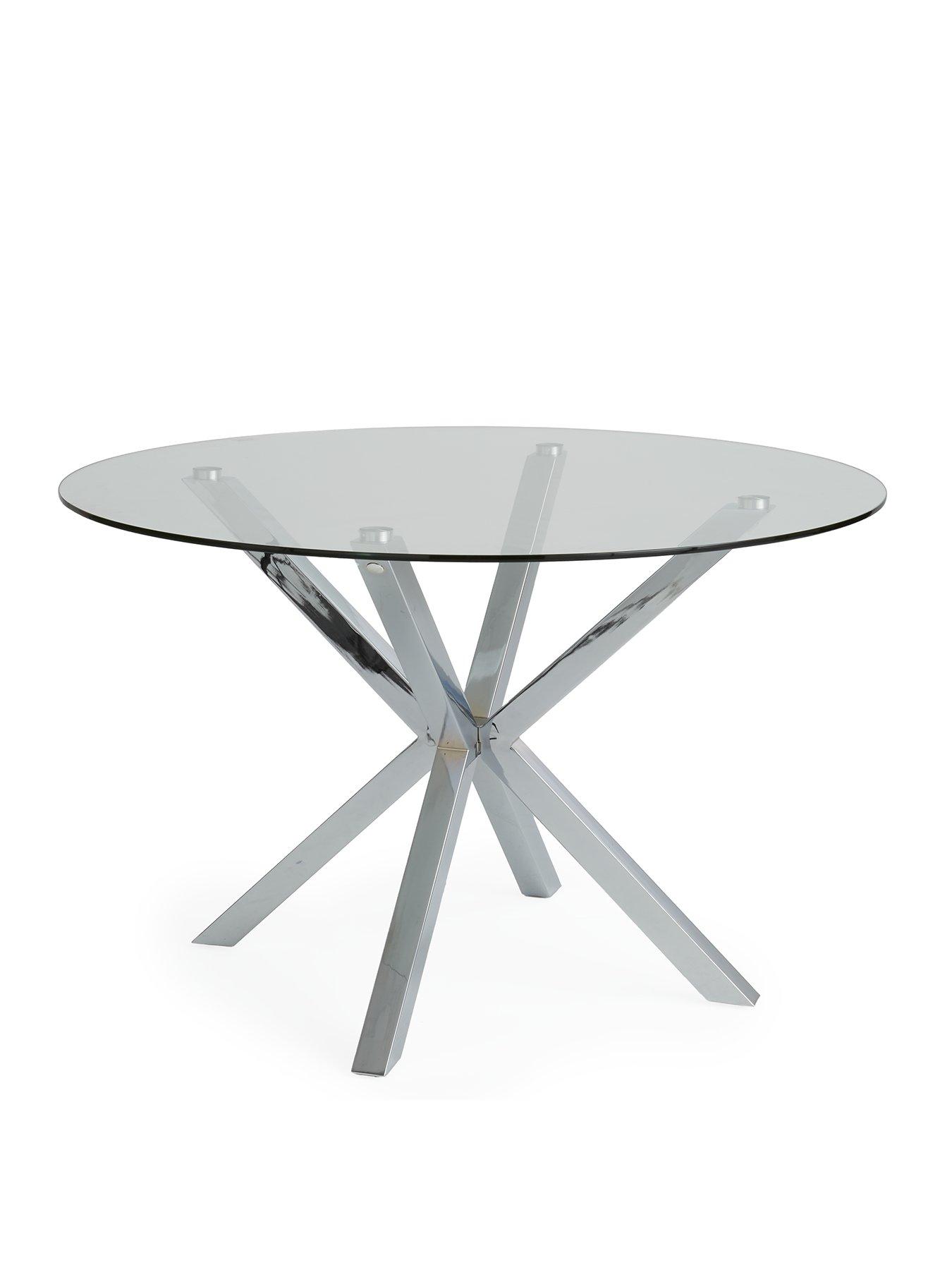 Image 3 of 6 of Very Home Chopstick 120 cm Round Dining Table plus 4 Alisha Chairs - Chrome/Grey