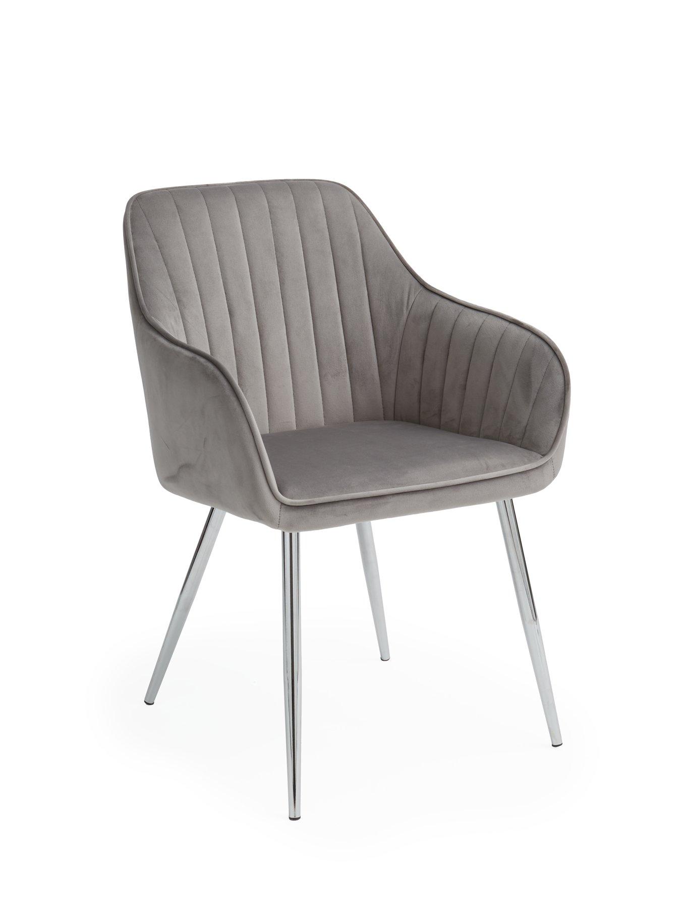 Image 4 of 6 of Very Home Chopstick 120 cm Round Dining Table plus 4 Alisha Chairs - Chrome/Grey