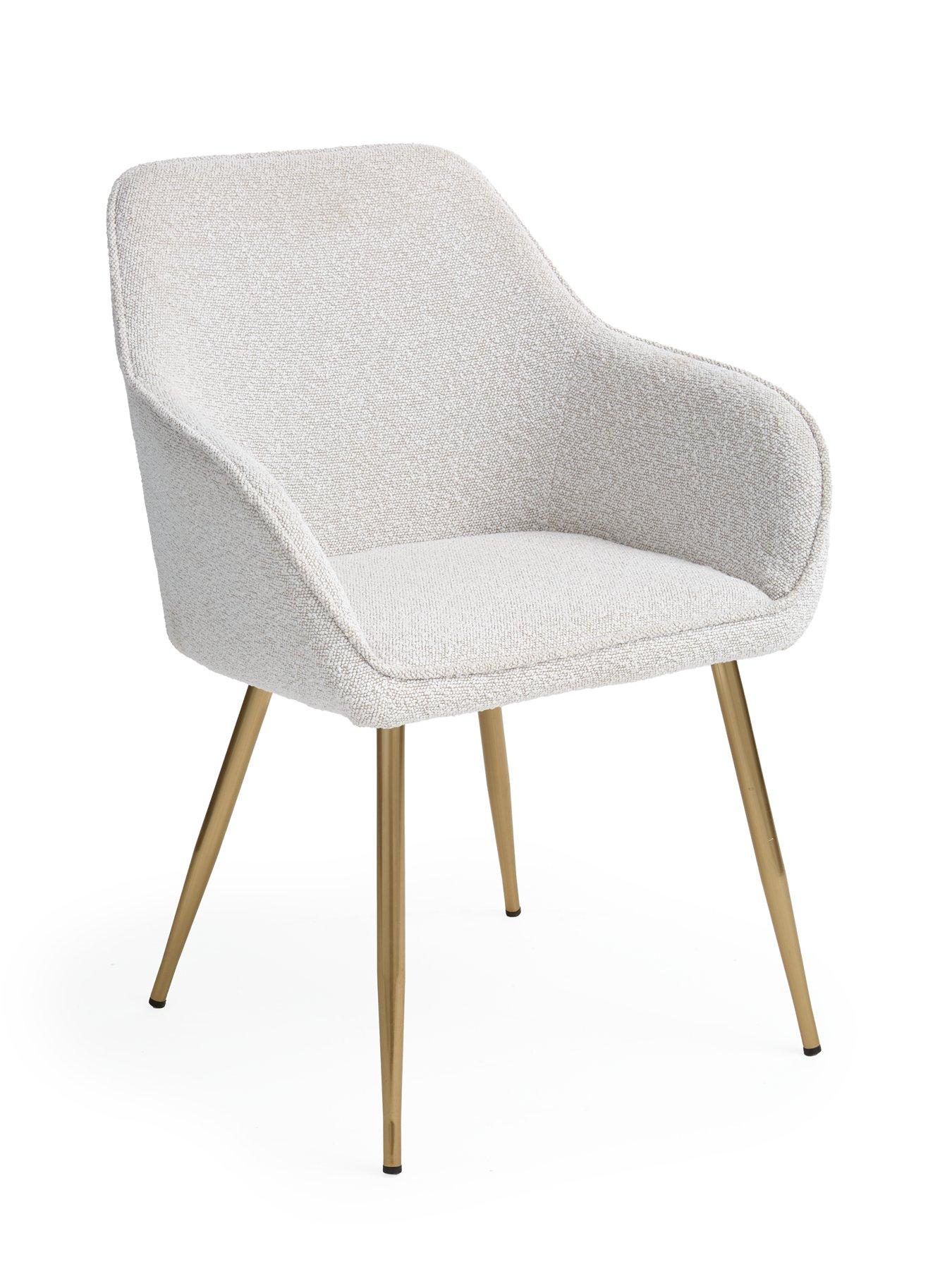 Image 4 of 6 of The Very Collection Chopstick 120 cm Round Dining Table plus 4 Alisha Boucle Chairs -&nbsp;Brass/Cream