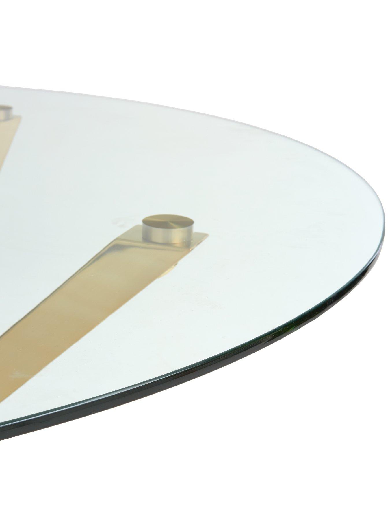 Image 6 of 6 of The Very Collection Chopstick 120 cm Round Dining Table plus 4 Alisha Boucle Chairs -&nbsp;Brass/Cream