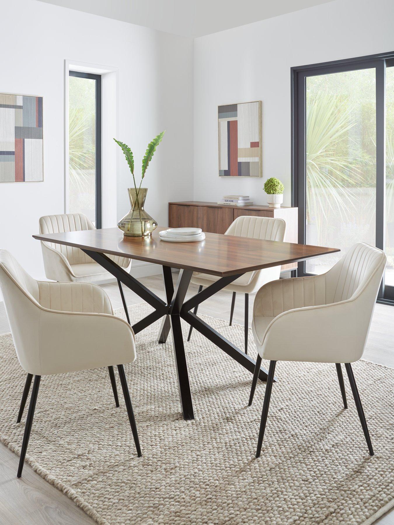 Product photograph of Very Home Chopstick 160 Cm Rectangle Wood Top Table 4 Alisha Chairs - Brown Black Natural from very.co.uk