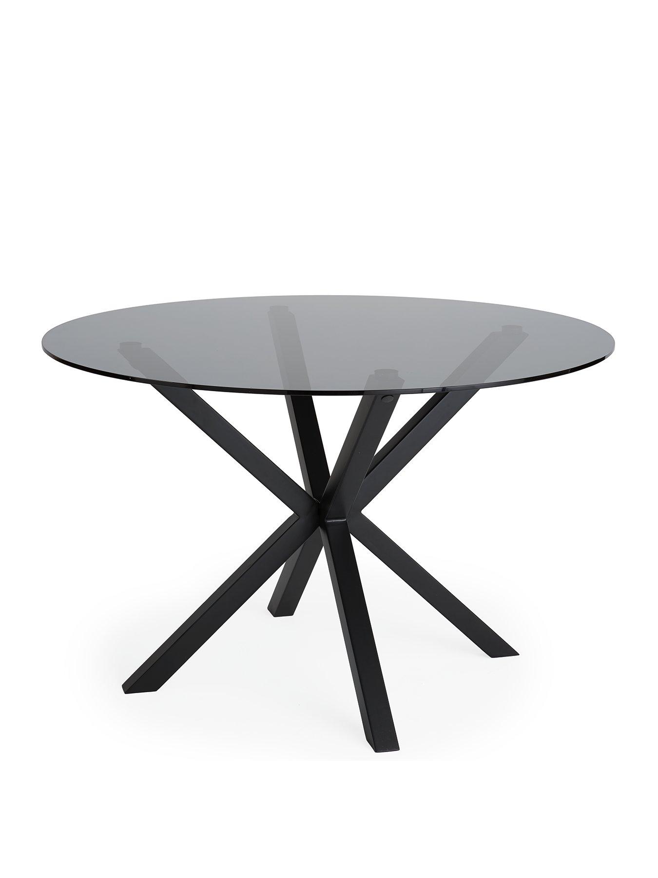 Image 3 of 6 of The Very Collection Chopstick&nbsp;120 cm Round Dining Table + 4 Alisha Boucle Chairs - Black/Cream