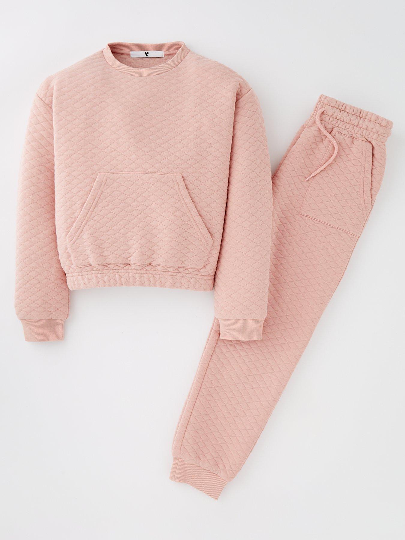 undefined Girls Quilted Jog Set - Pink