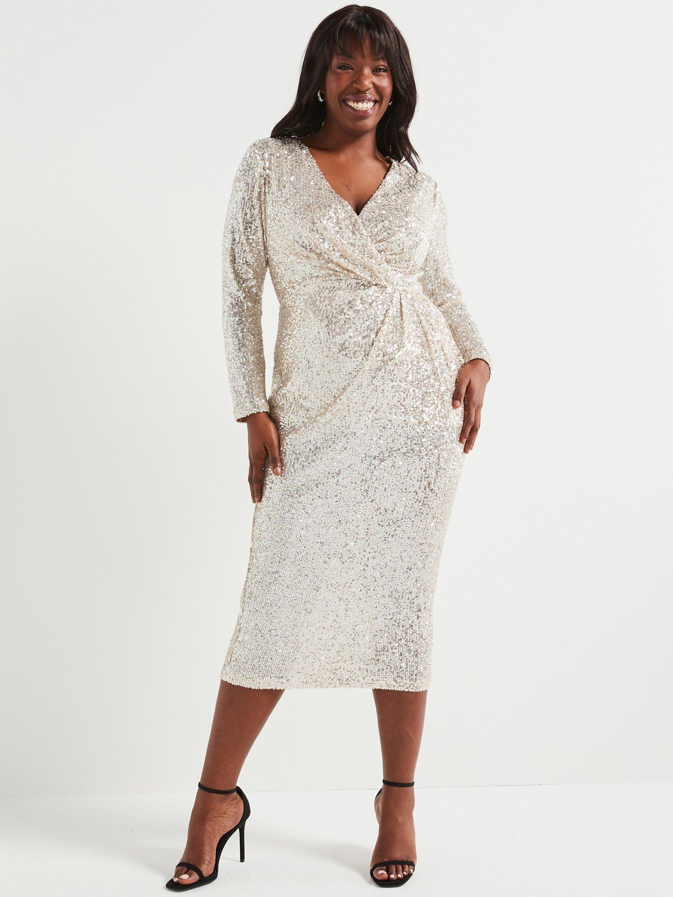 Plus size white sparkly dress online