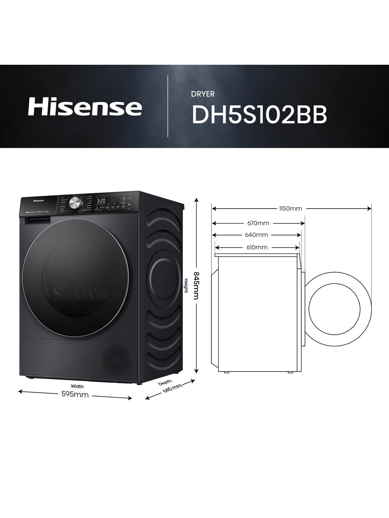 Image 5 of 7 of Hisense 5S Series DH5S102BB 10kg Load Tumble Dryer with Touch Control, Ion Refresh - Black - A+++ Rated