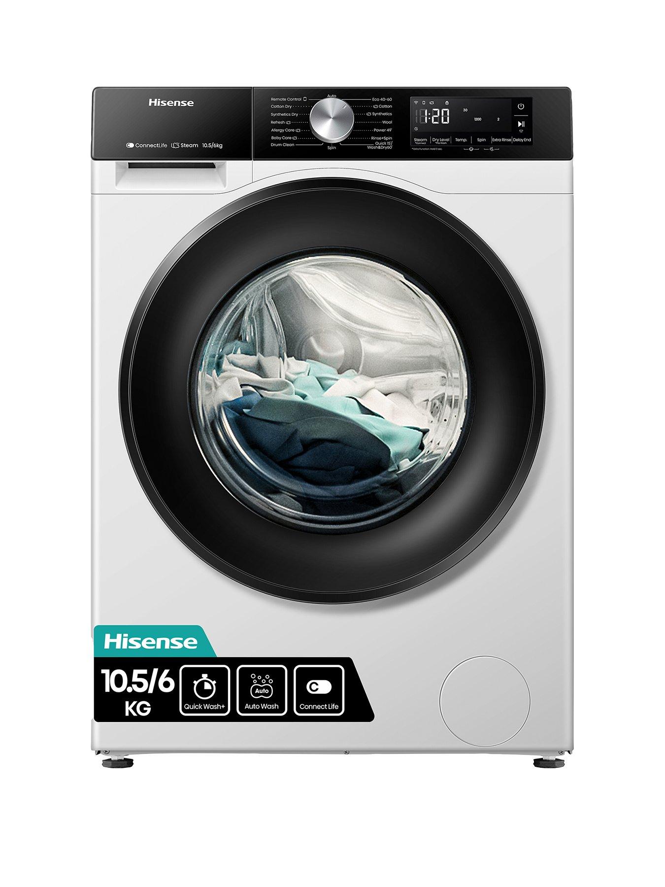 Product photograph of Hisense 3s Series Wd3s1043bw3 10kg 6kg 1400 Spin Washer Dryer - White - A Rated from very.co.uk