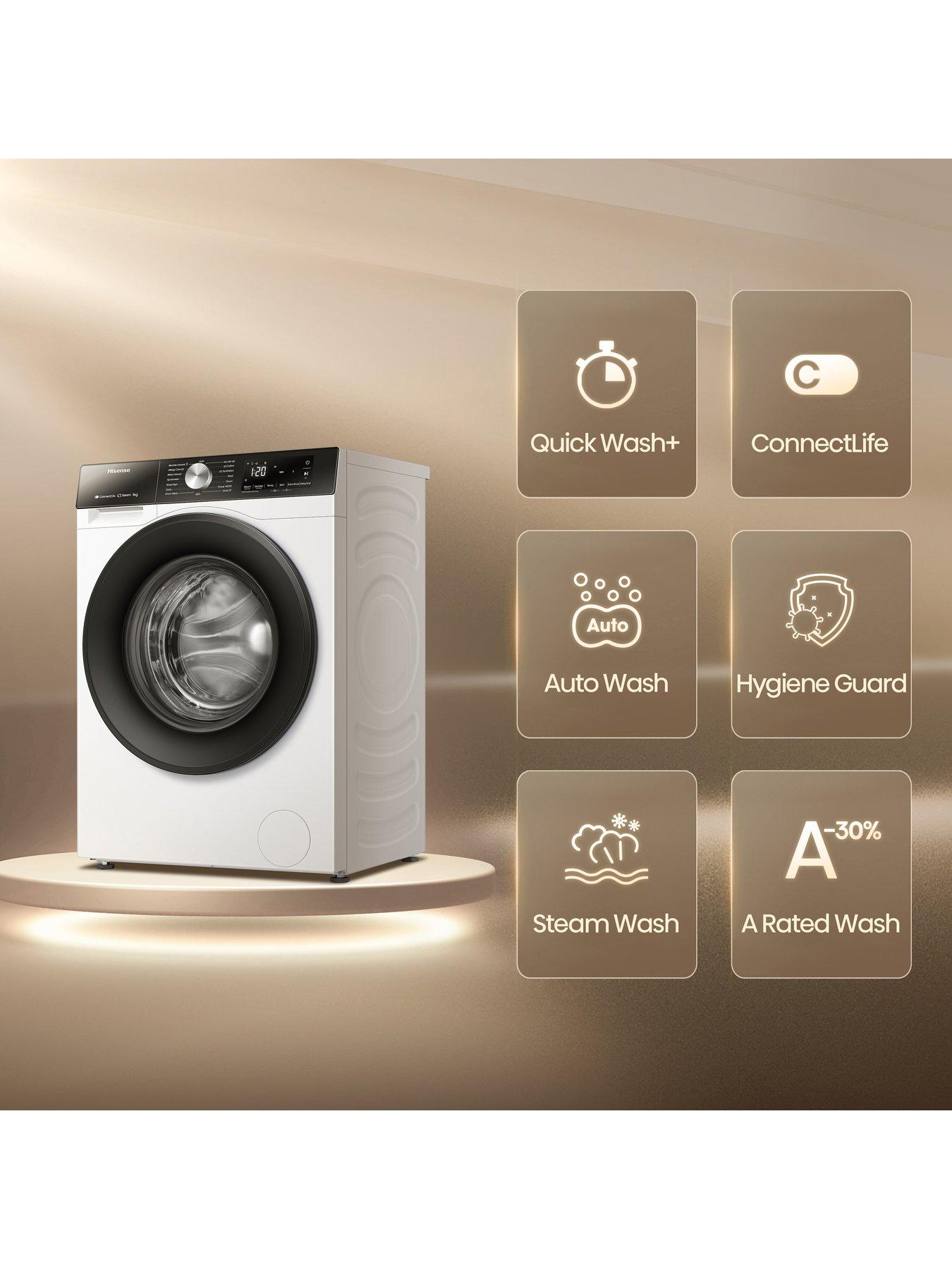 Image 3 of 8 of Hisense 3S Series WF3S9043BW3 9kg Wash, 1400 Spin, Steam Washing Machine - White - A Rated