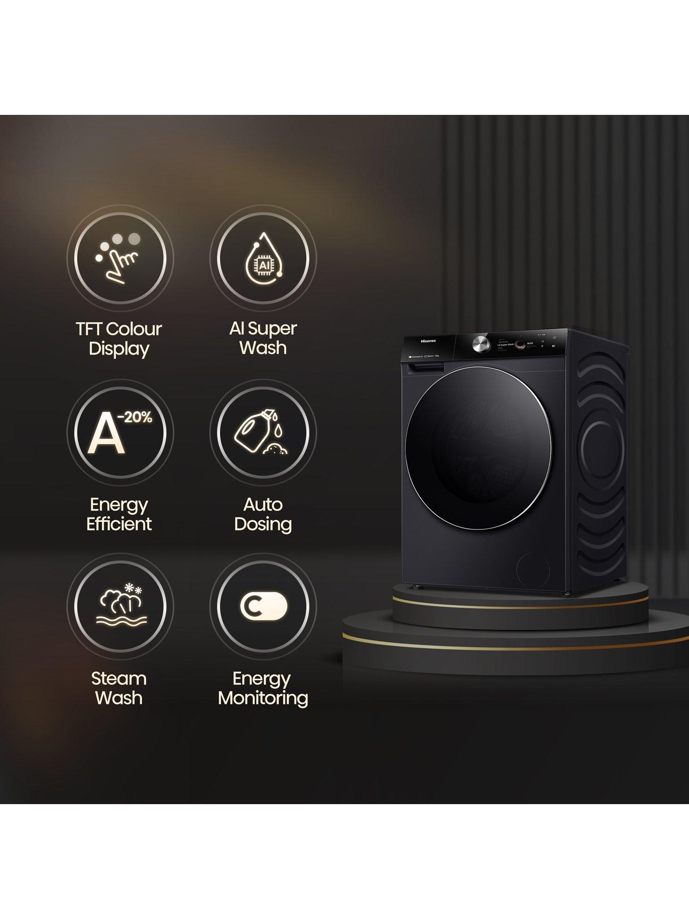 Image 4 of 8 of Hisense 7S Series WF7S1247BB 12kg Load, 1400 Spin, AI Washing Machine with Touch Control - Black - A Rated
