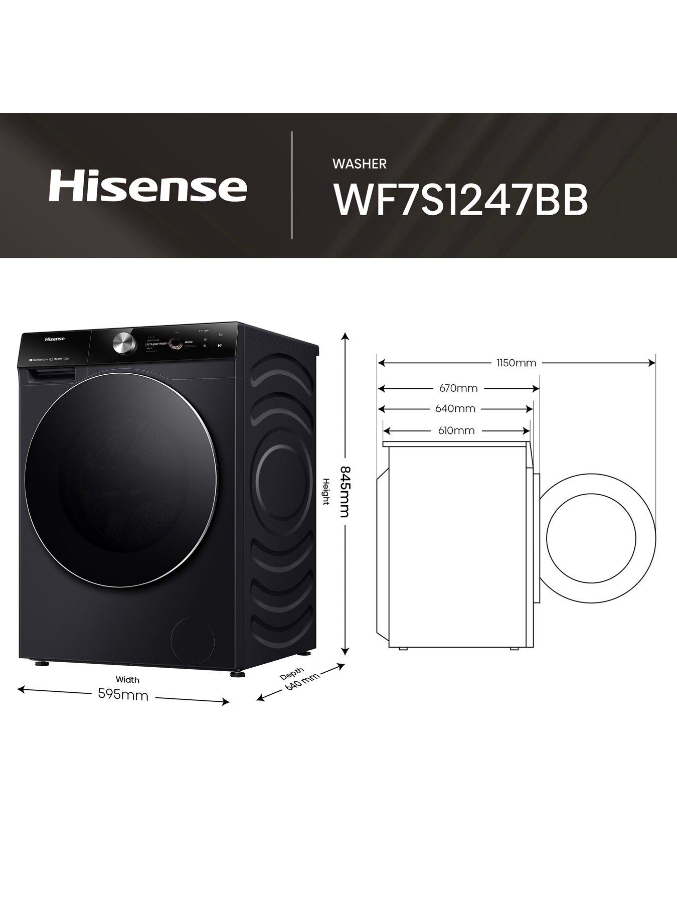 Image 6 of 8 of Hisense 7S Series WF7S1247BB 12kg Load, 1400 Spin, AI Washing Machine with Touch Control - Black - A Rated