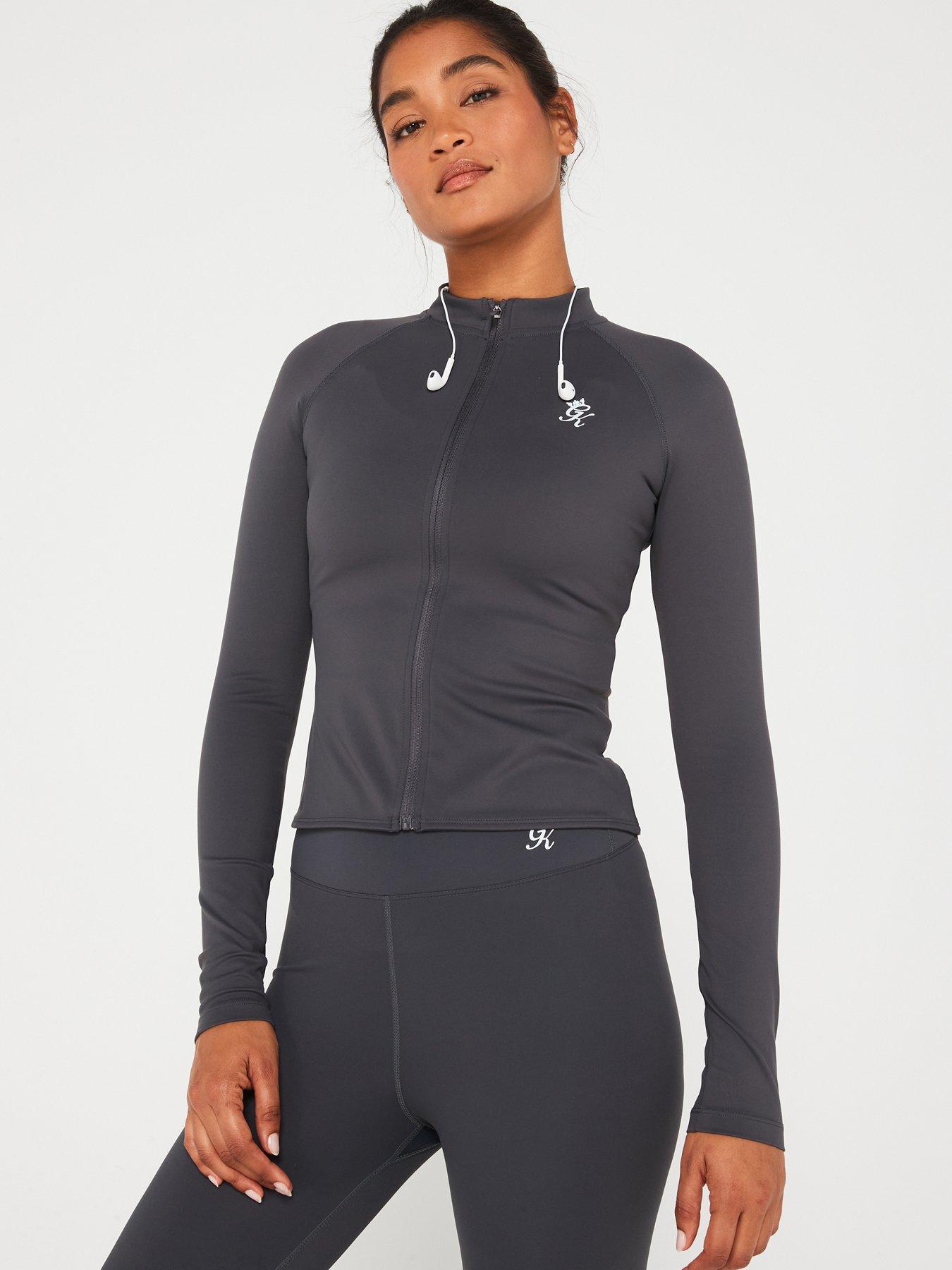 Gym King Womens 365 Full Zip Funnel, Grey, Size 14, Women