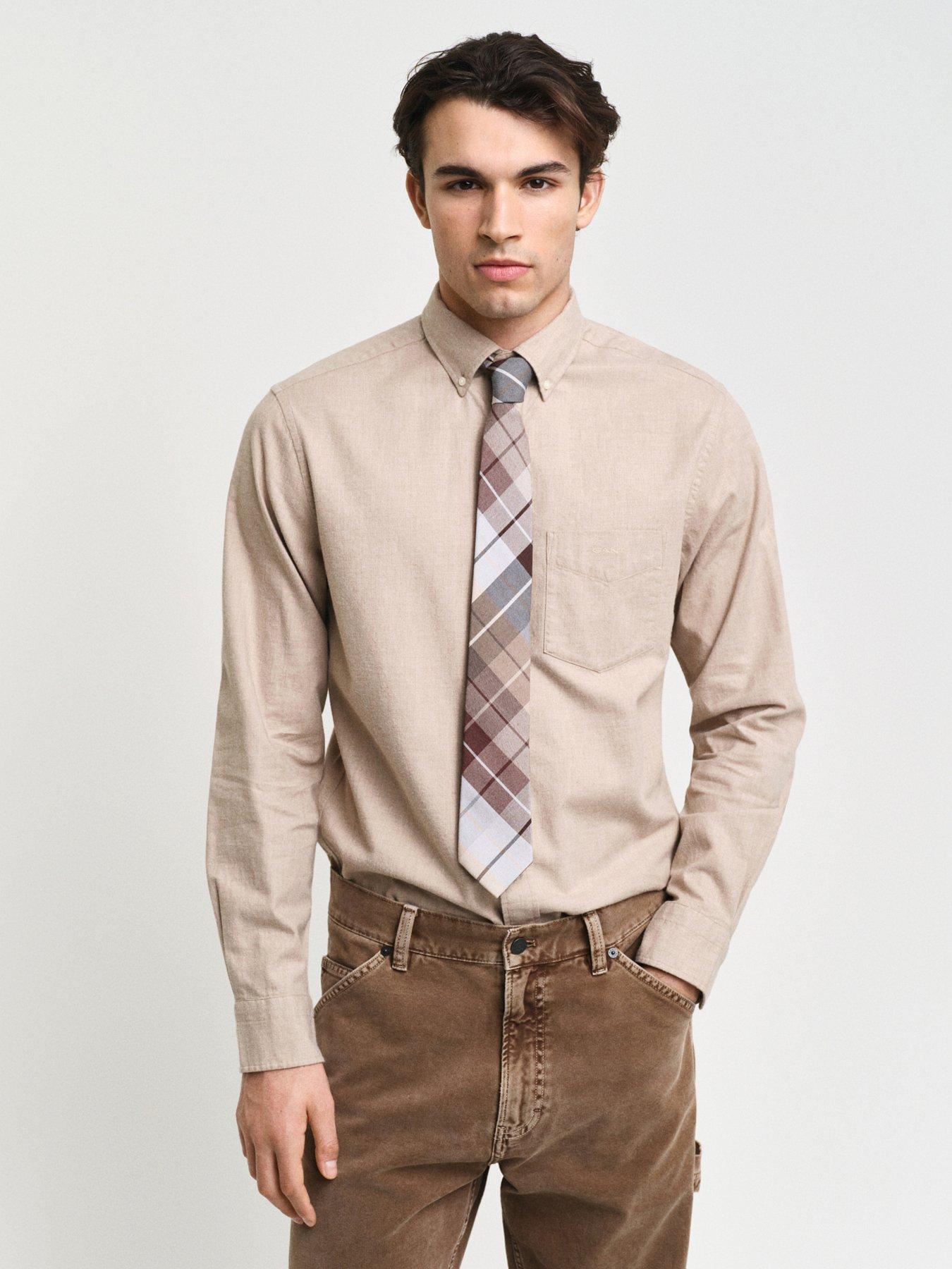 undefined Regular Fit Flannel Melange Long Sleeve Shirt - Beige