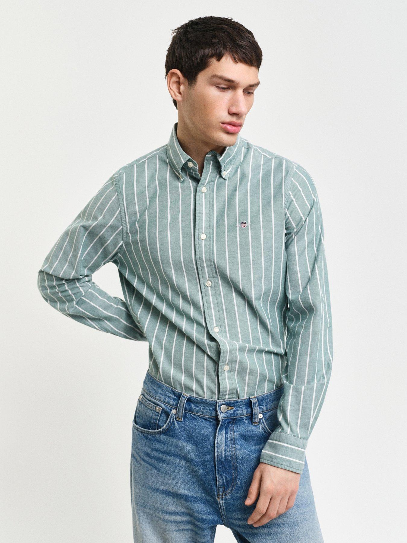 undefined Slim Fit Oxford Long Sleeve Shirt - Green