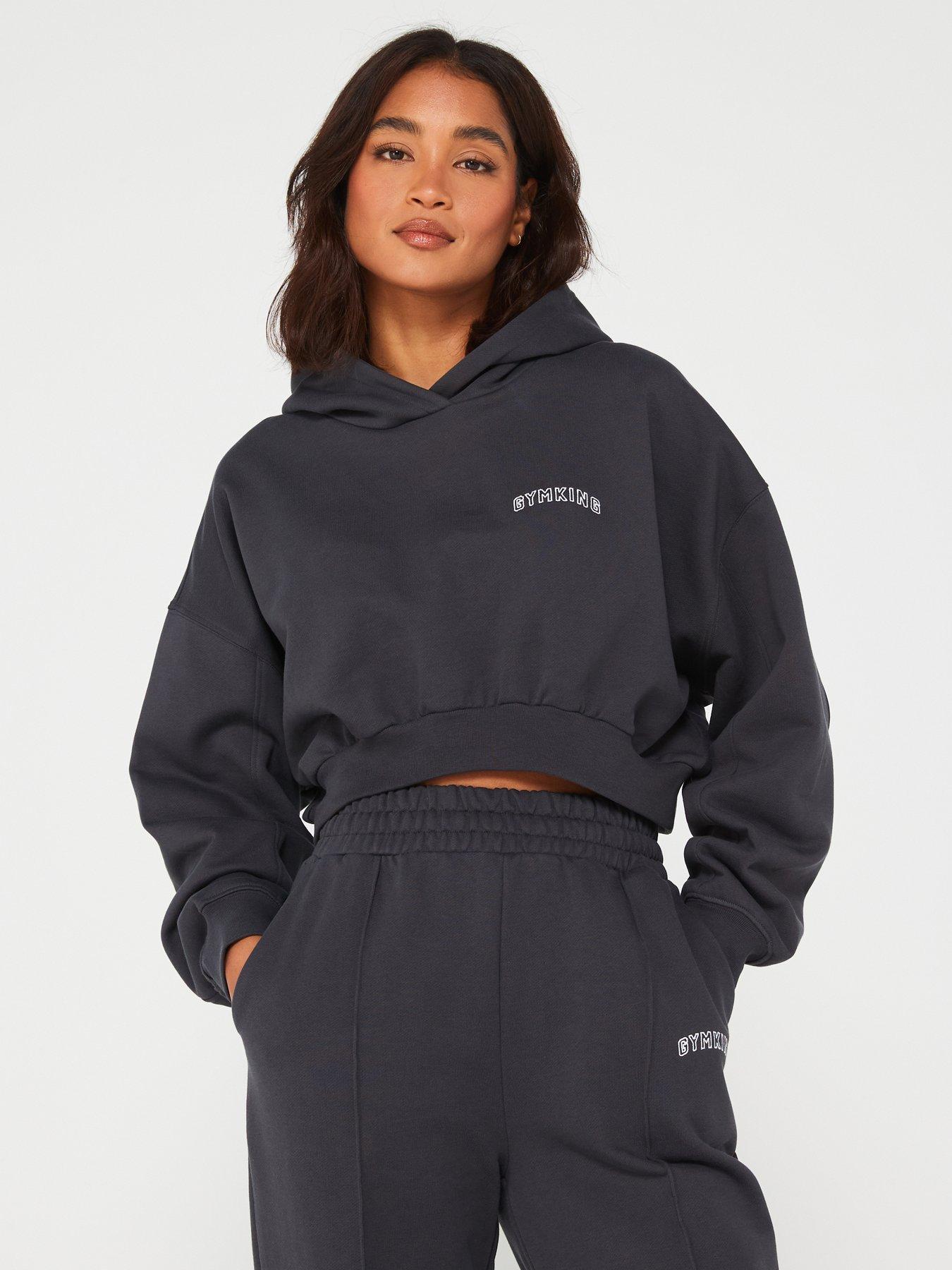 Gym King Womens Refresh Crop Hood - Dark Grey | Very.co.uk