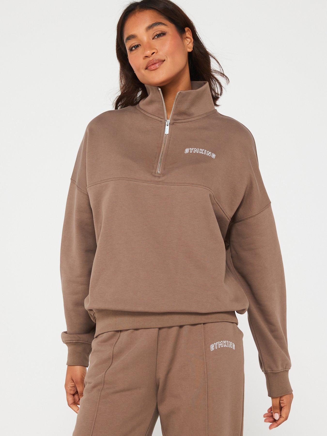 Gym King Womens Refresh Oversized Funnel Brown Very