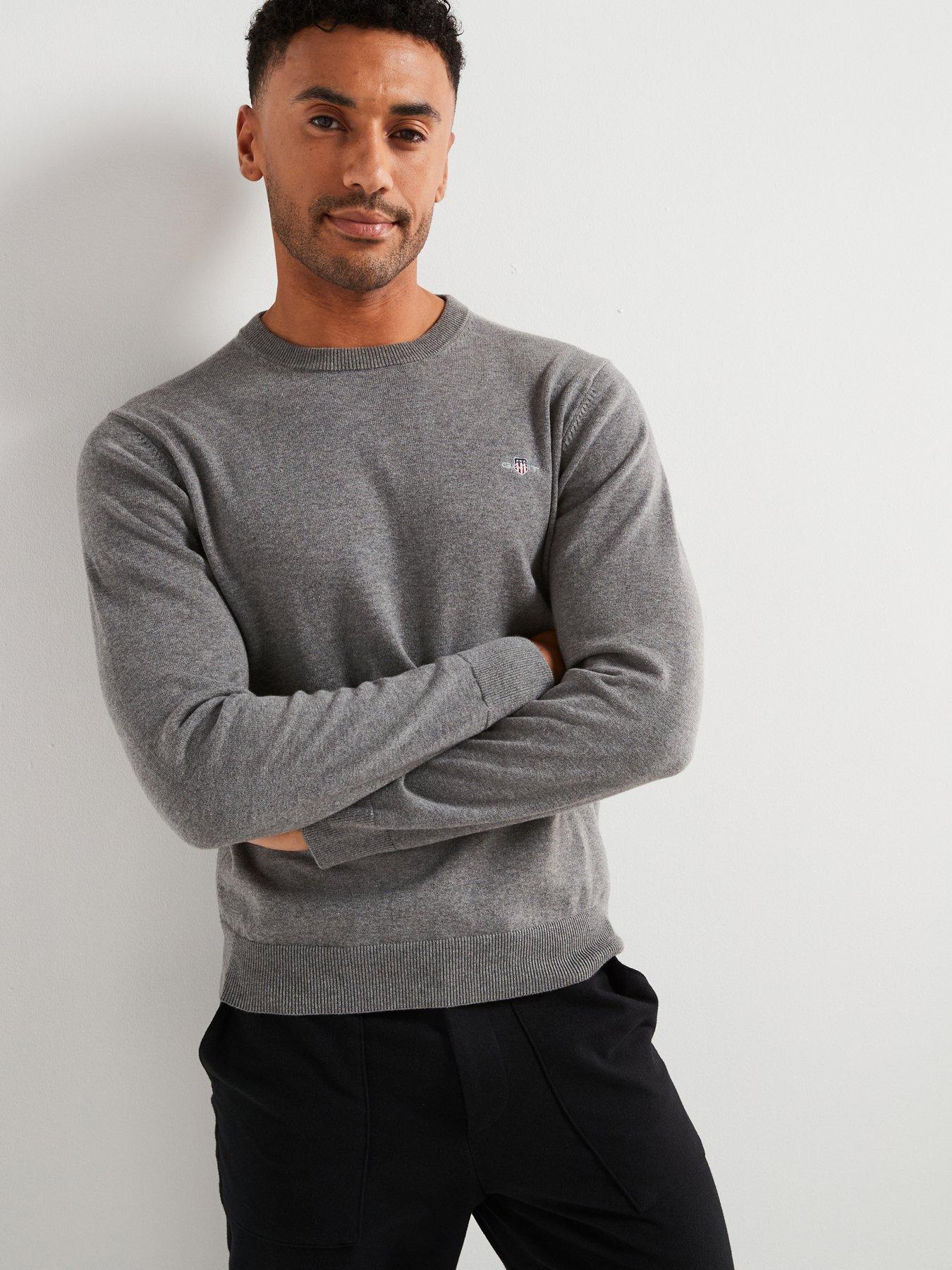 undefined Cotton Crew Knitted Jumper - Grey
