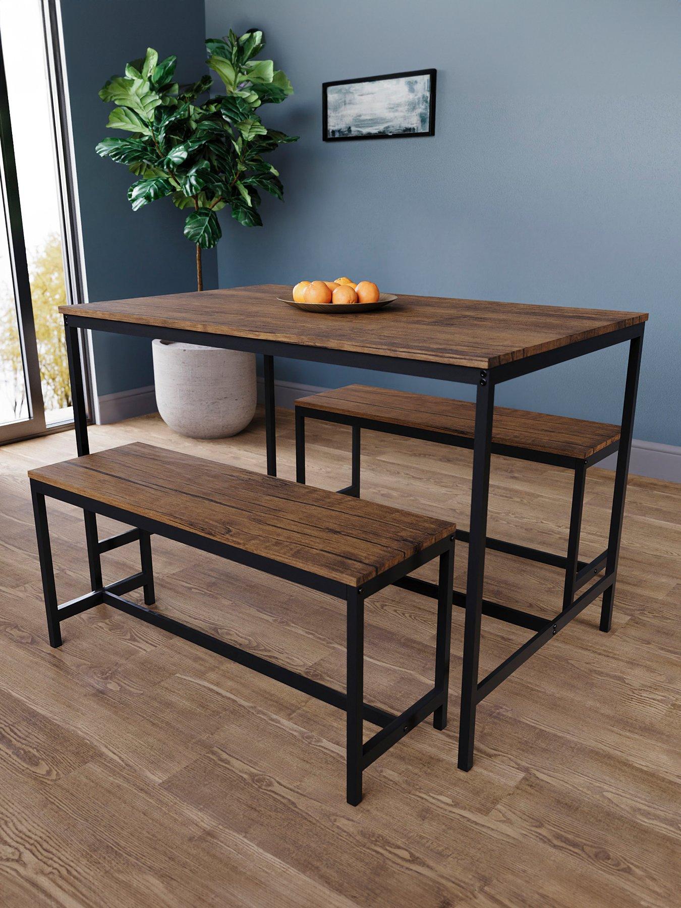 Product photograph of Vida Designs Roslyn 4 Seater Dining Table With Bench Set from very.co.uk