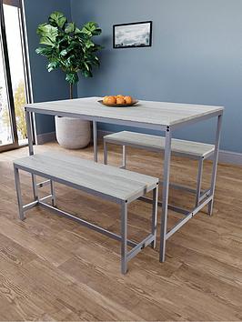 Product photograph of Vida Designs Roslyn 4 Seater Dining Table With Bench Set from very.co.uk