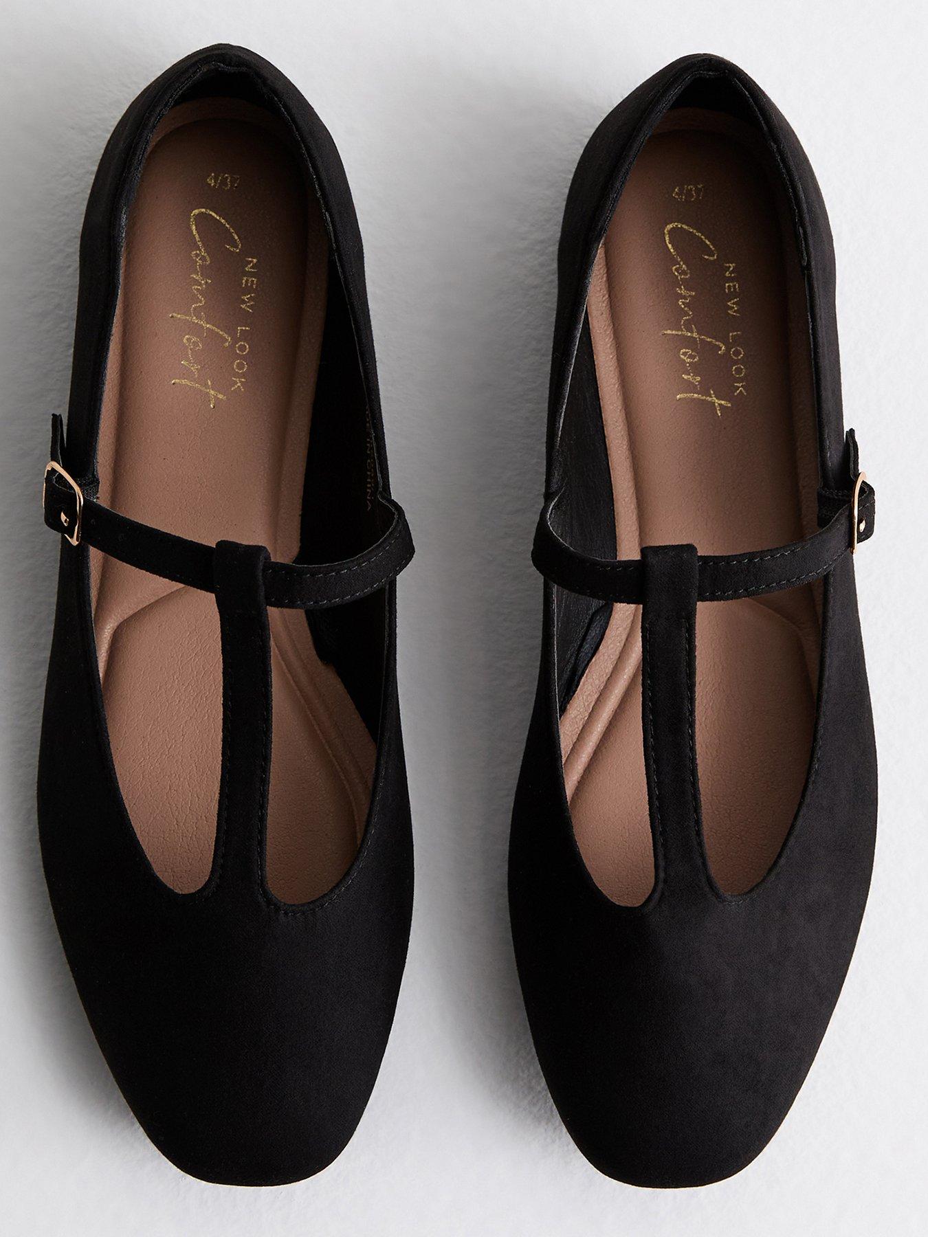 New Look Black Suedette T Bar Ballet Flats Very